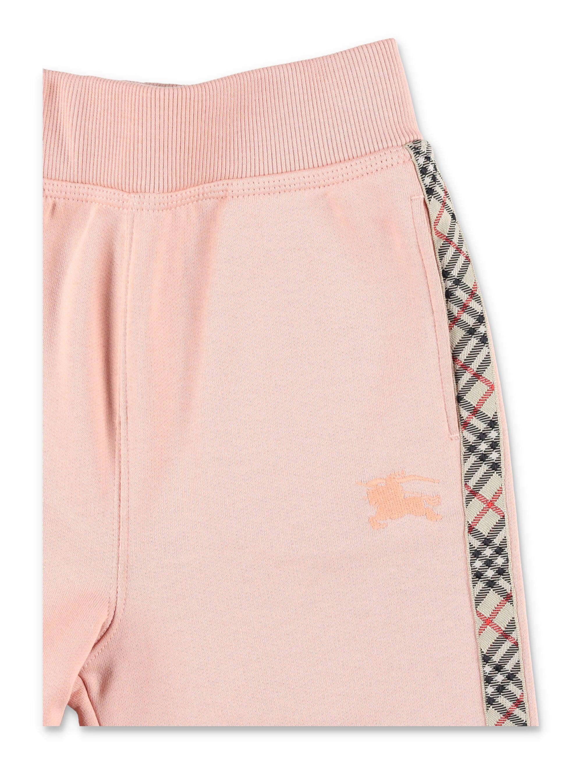 Kid - Cotton Jogging Pants with Check Trim Slipper Sweatpants