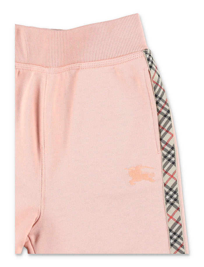 Kid - Cotton Jogging Pants with Check Trim Slipper Sweatpants