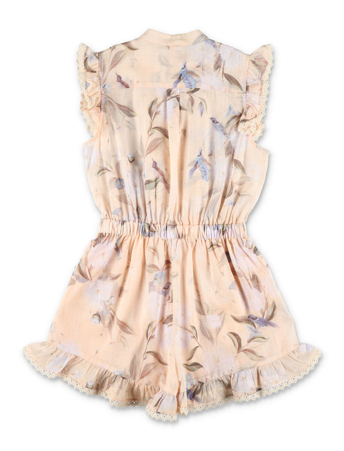 Kid - Cascadian frill playsuit Cream Floral Cotton
