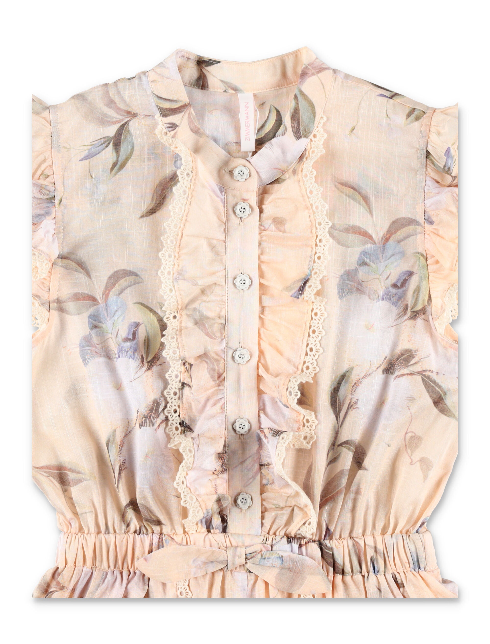 Kid - Cascadian frill playsuit Cream Floral Cotton