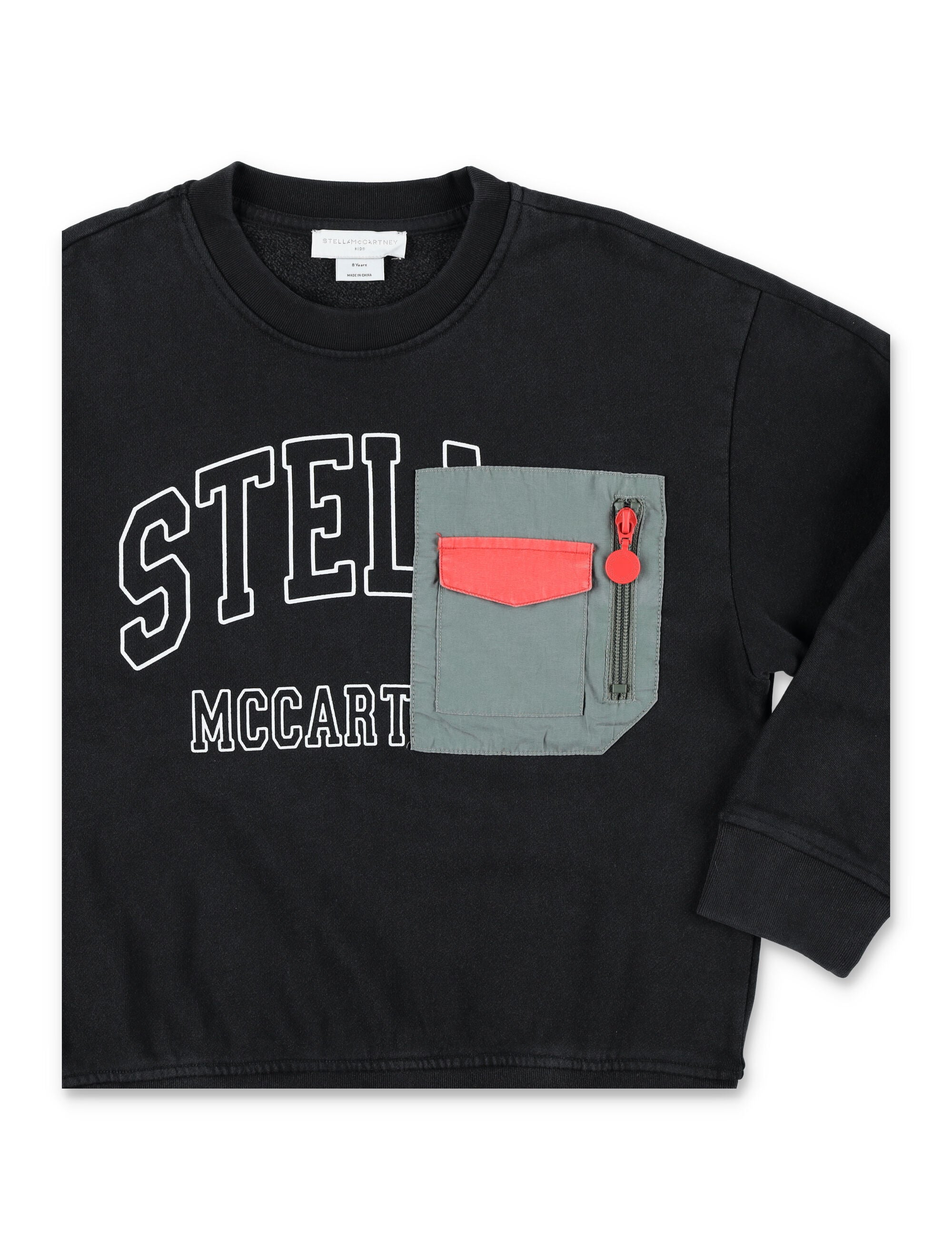 Stella McCartney Kids Black Logo Pocket Sweatshirt Cotton