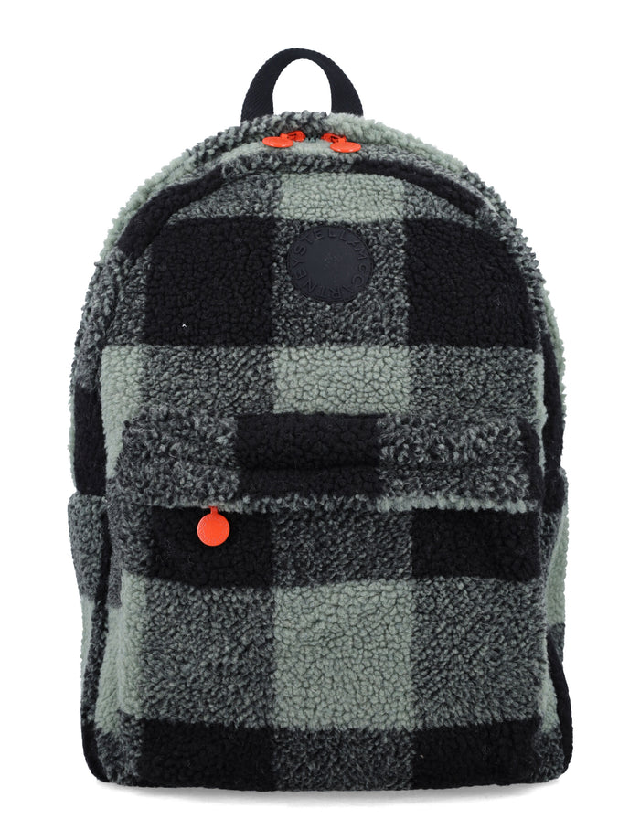 Check shearling backpack Stella McCartney Kids Black Polyester