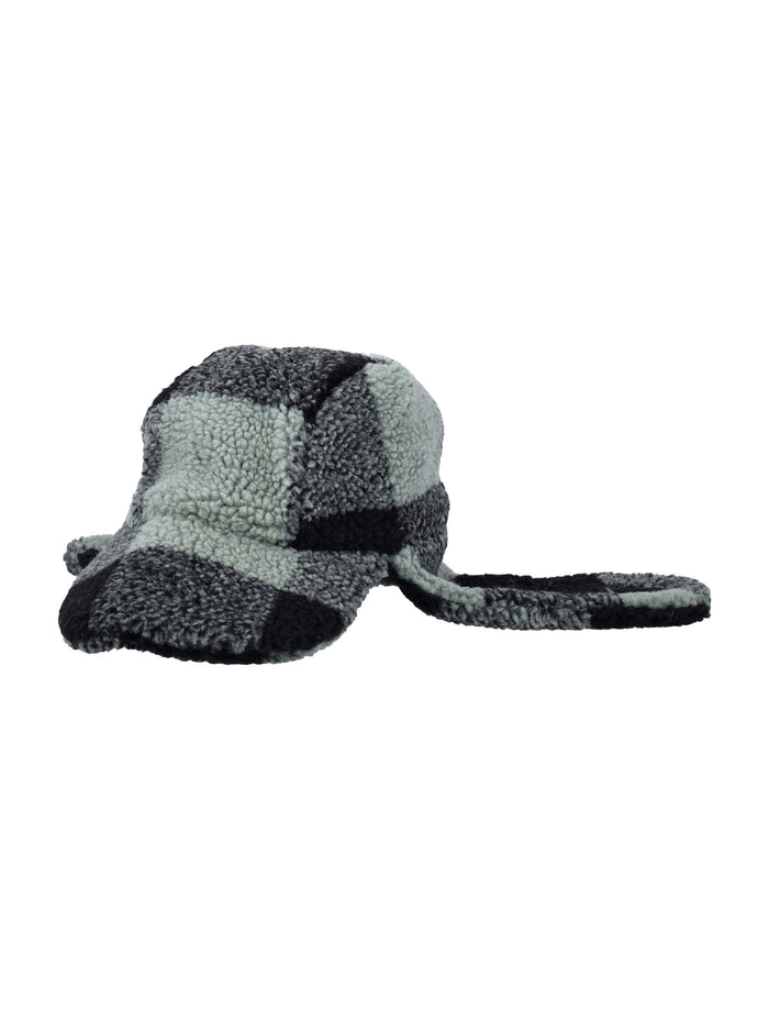 Kid- Checked fleece hat Black/green Polyester