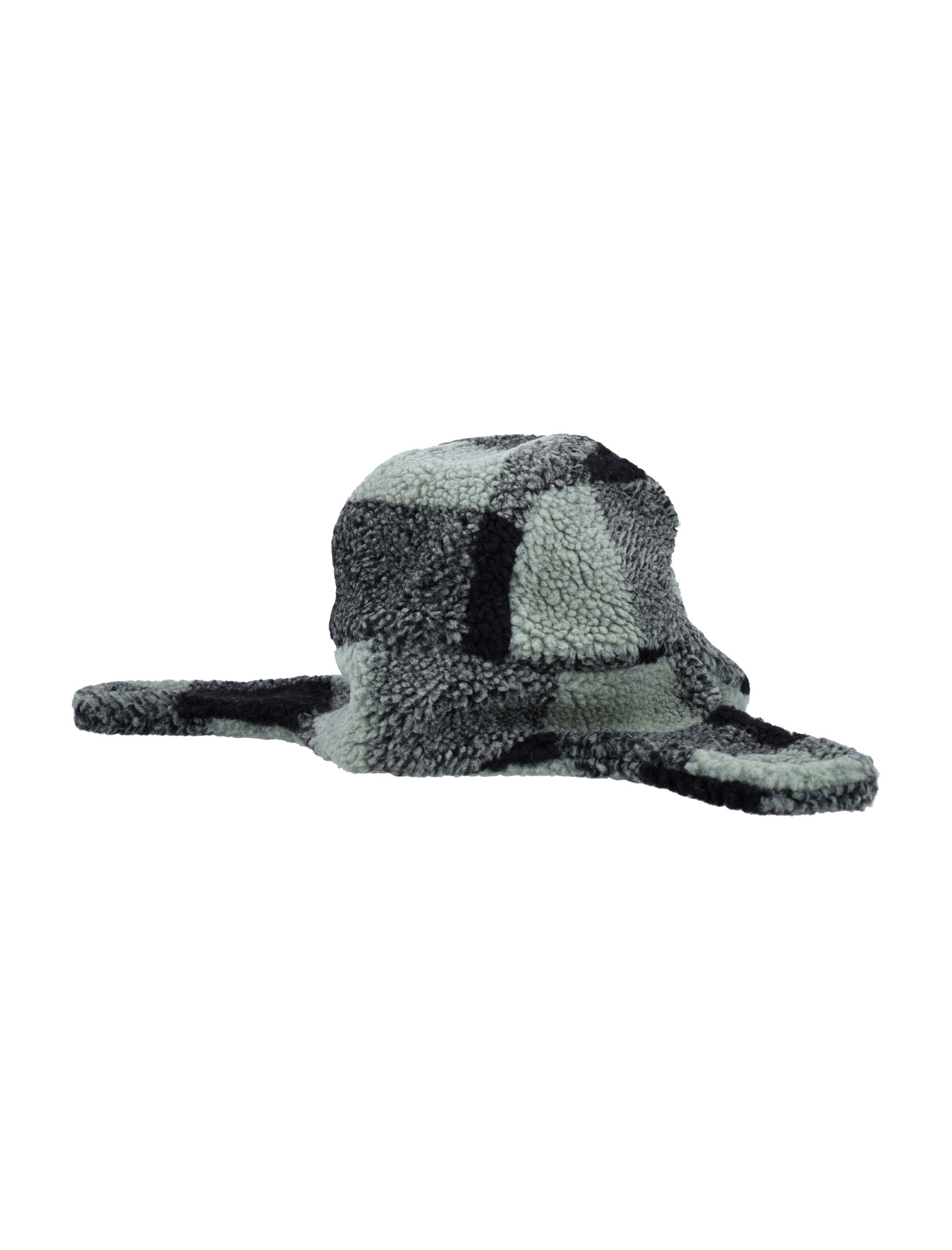 Kid- Checked fleece hat Black/green Polyester