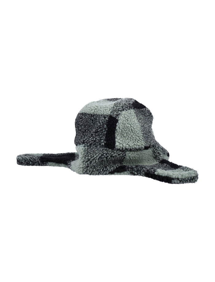 Kid- Checked fleece hat Black/green Polyester
