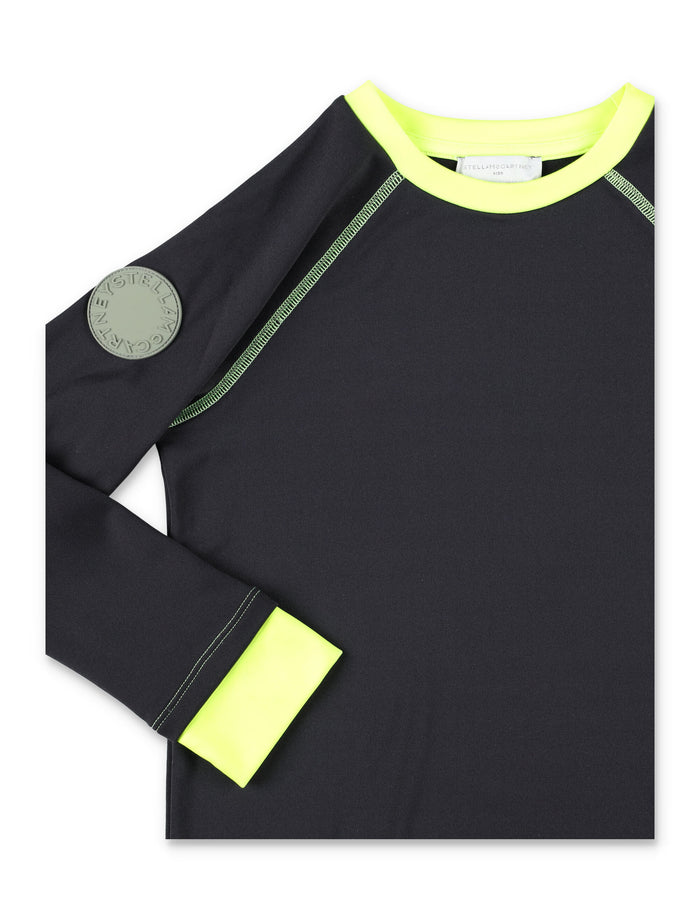 Stella McCartney Kids black ski set with neon details Polyester Wear