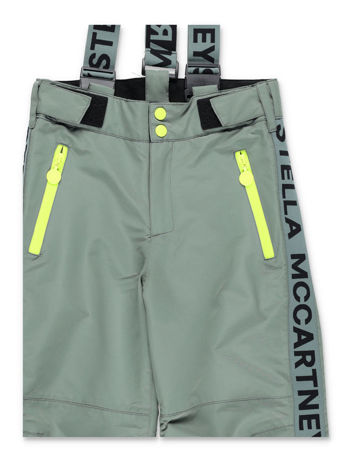 Stella McCartney Kids Logo Tape Ski Salopettes Green Polyester Wear