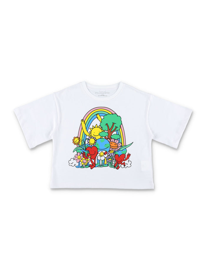 Kid - Earth Friends Graphic cropped t-shirt White Cotton