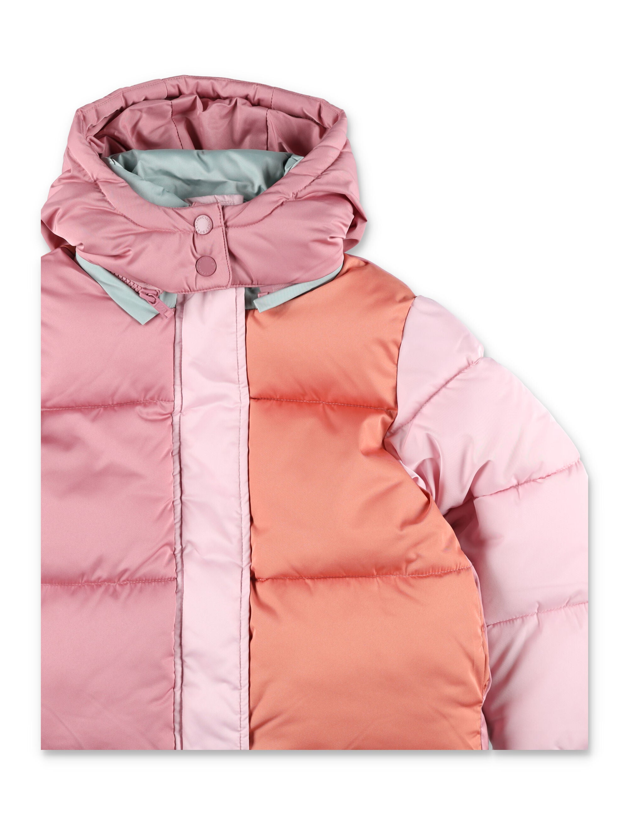 Stella McCartney Kids Contrast Panel Puffer Coat Multi Polyester Down Jacket