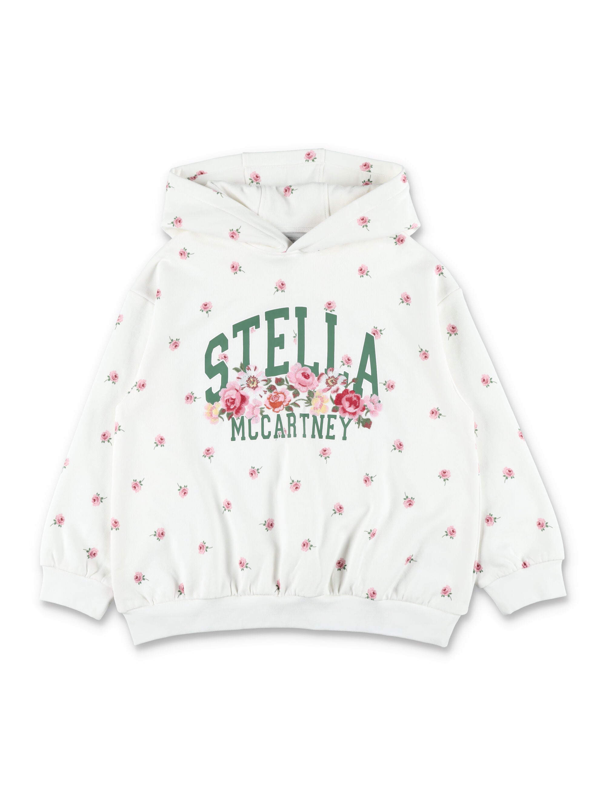 Kid - Stella McCartney Kids Floral Print Hoodie White Cotton Sweatshirt