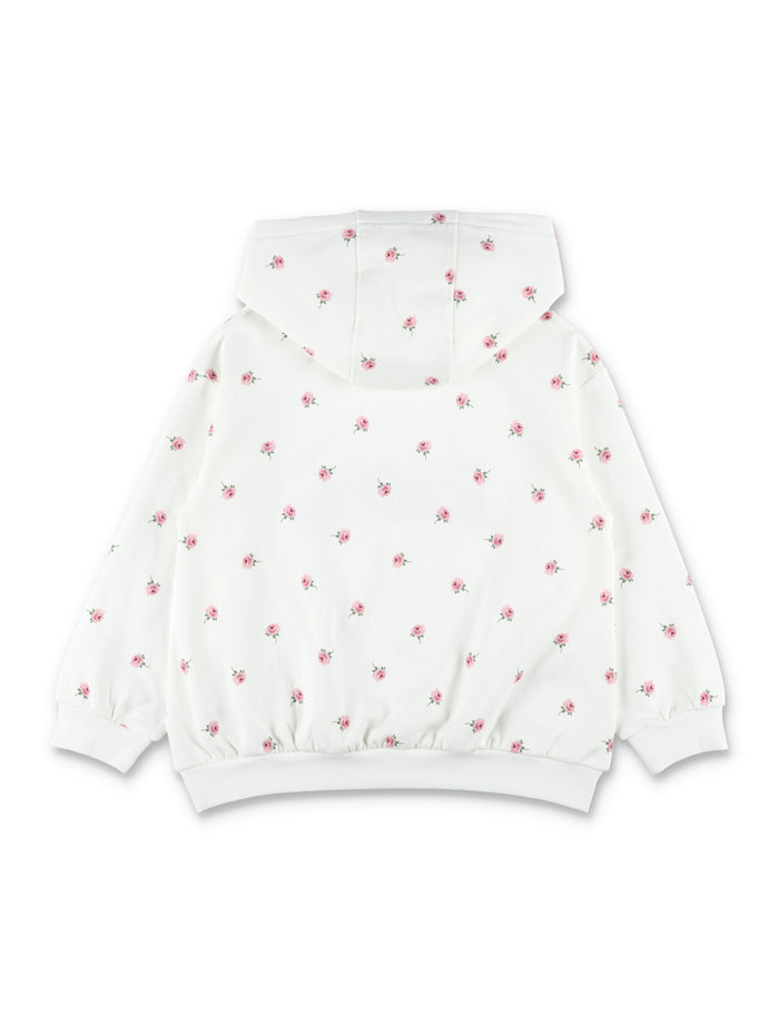 Kid - Stella McCartney Kids Floral Print Hoodie White Cotton Sweatshirt