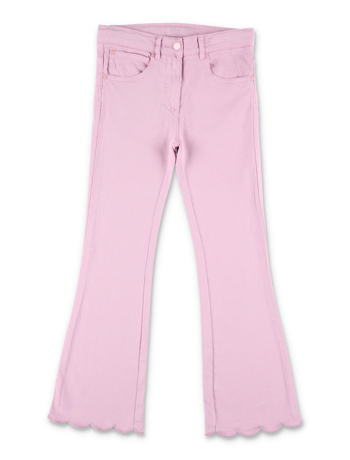Kid - Scallop trim denim jeans Pink Cotton