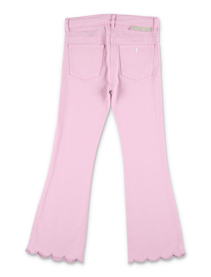 Kid - Scallop trim denim jeans Pink Cotton