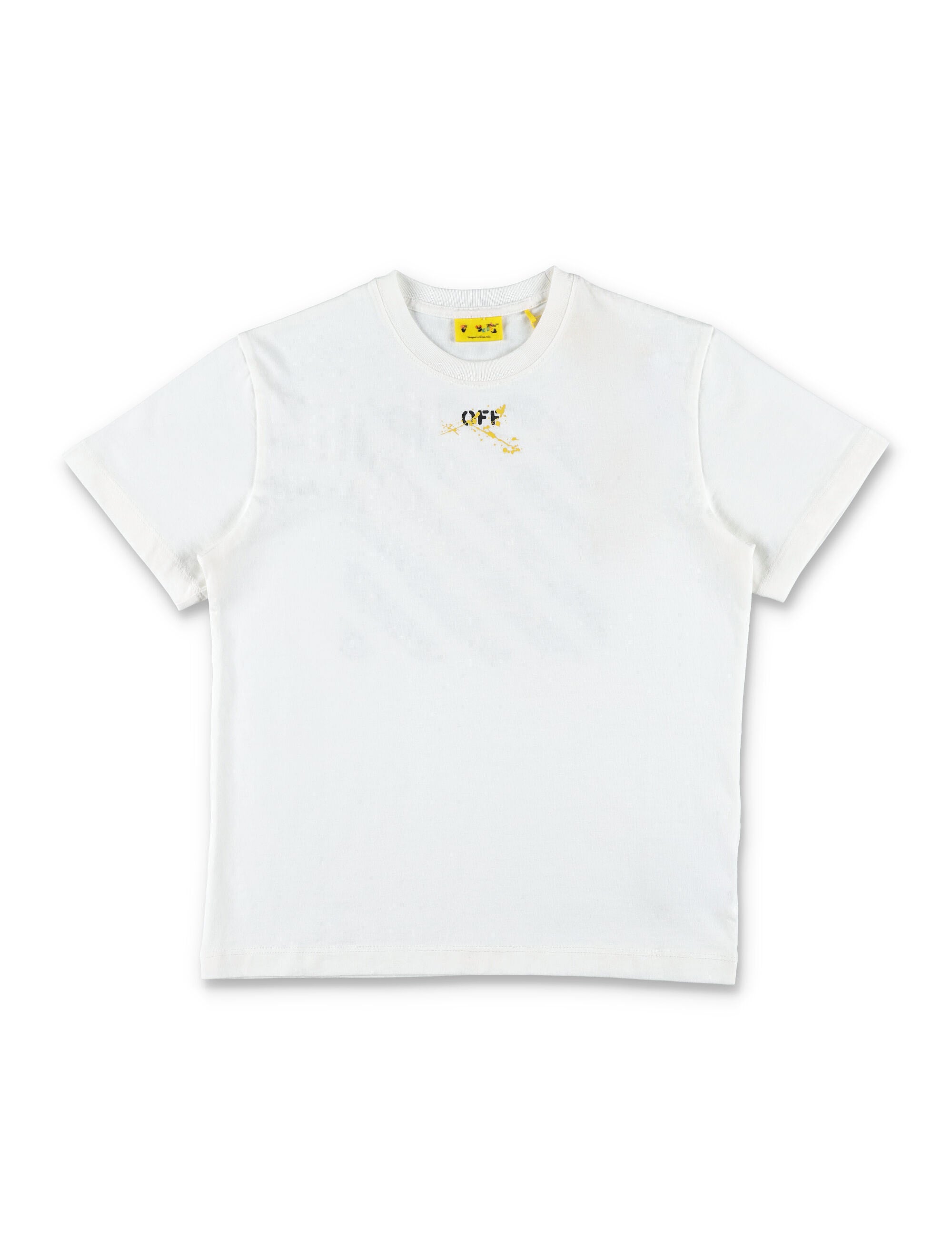 Off-White Kids White Cotton Splat T-shirt with Paint Effect Print Tshirt