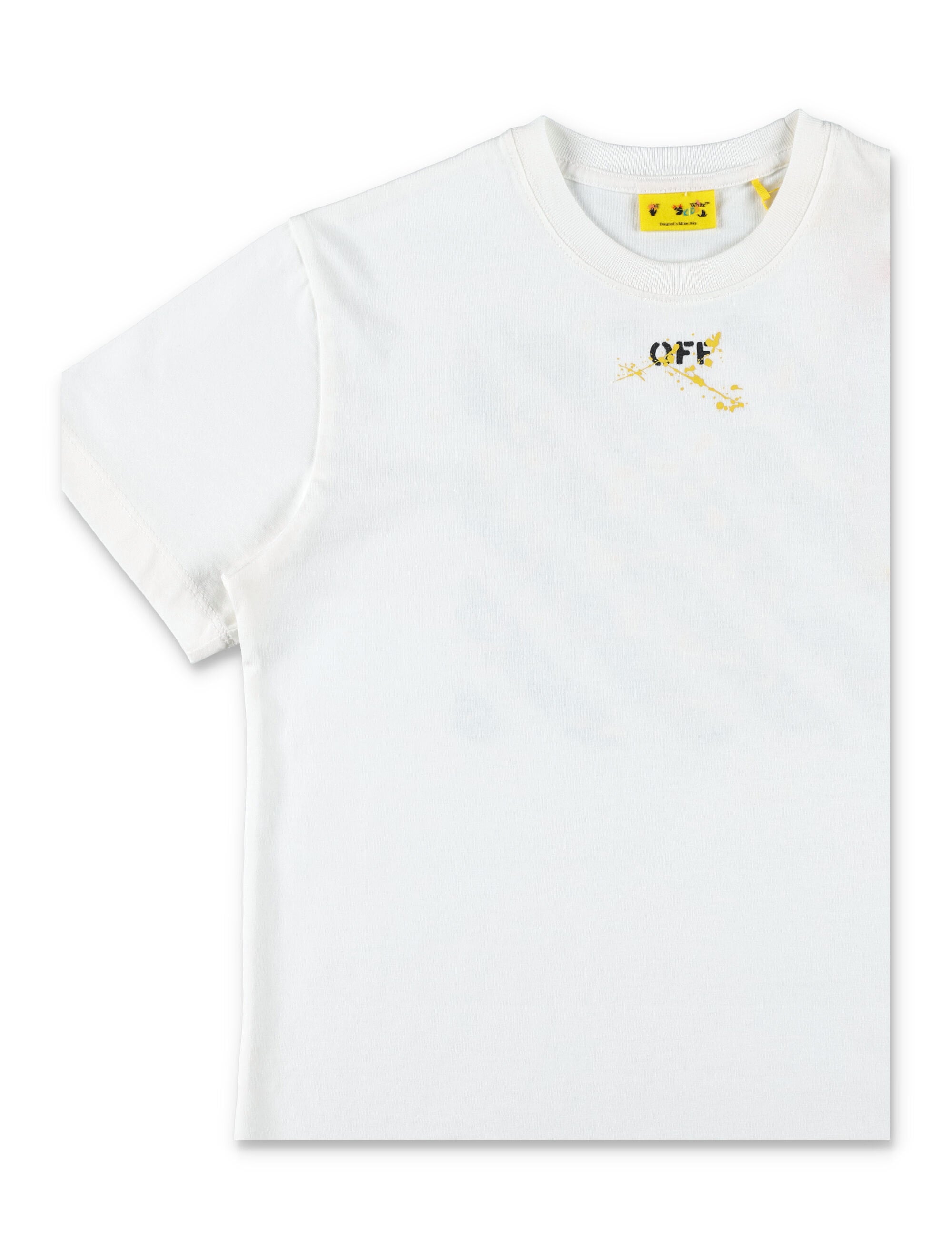 Off-White Kids White Cotton Splat T-shirt with Paint Effect Print Tshirt