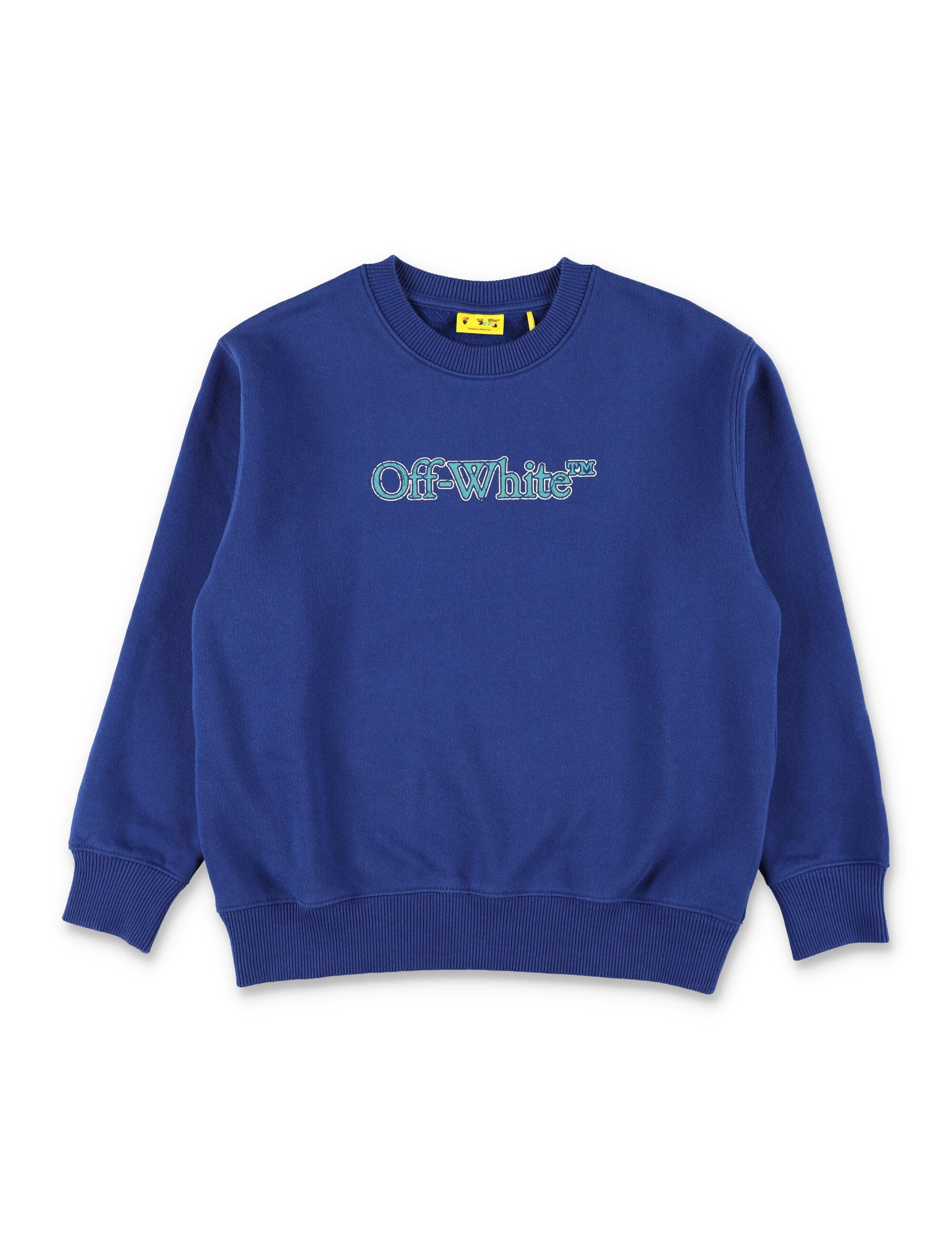 Off-White Kids blue cotton sweatshirt with printed logo Bluette