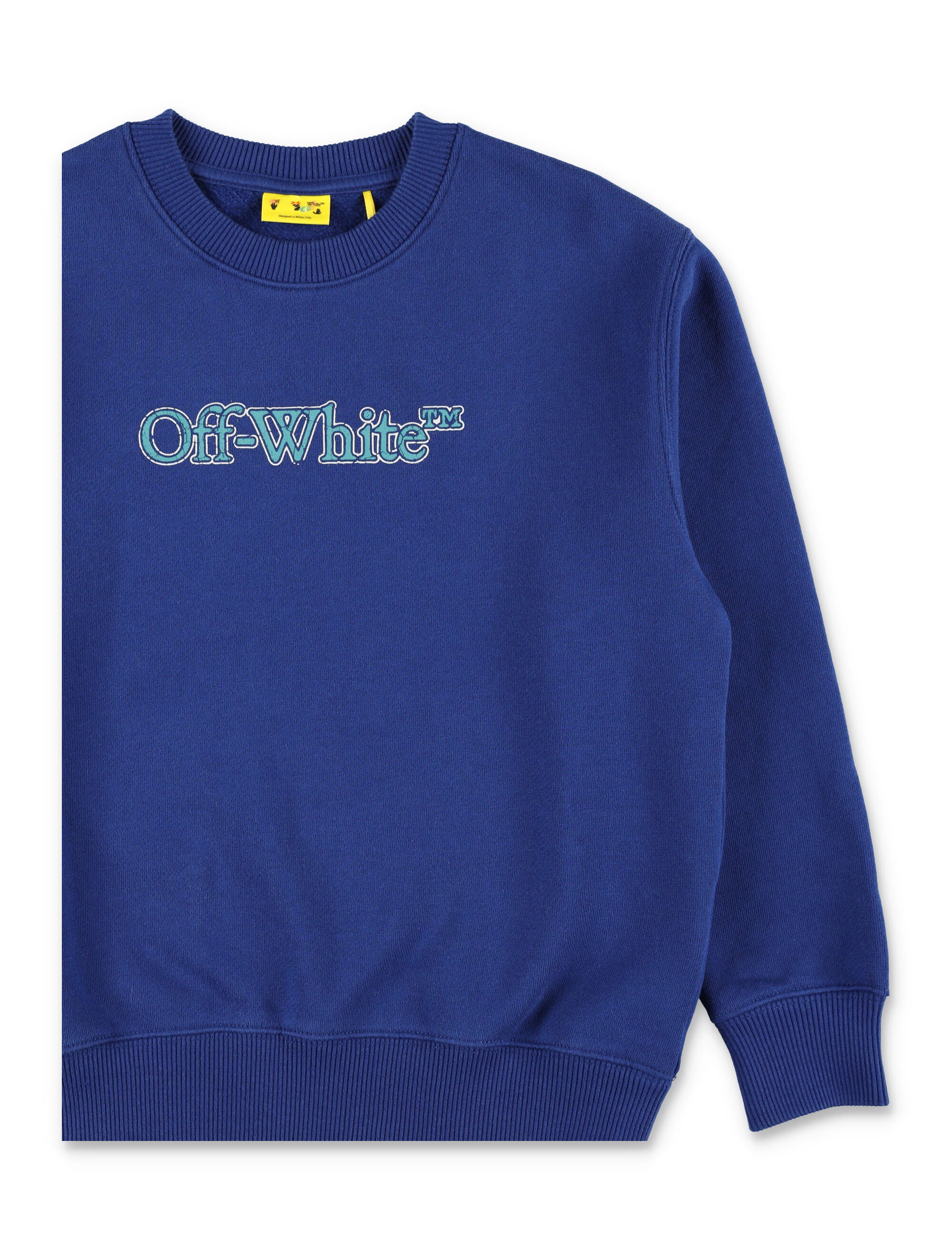 Off-White Kids blue cotton sweatshirt with printed logo Bluette