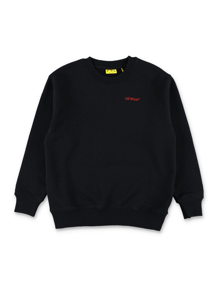 Off-White Kids arrow logo black crewneck sweatshirt Cotton
