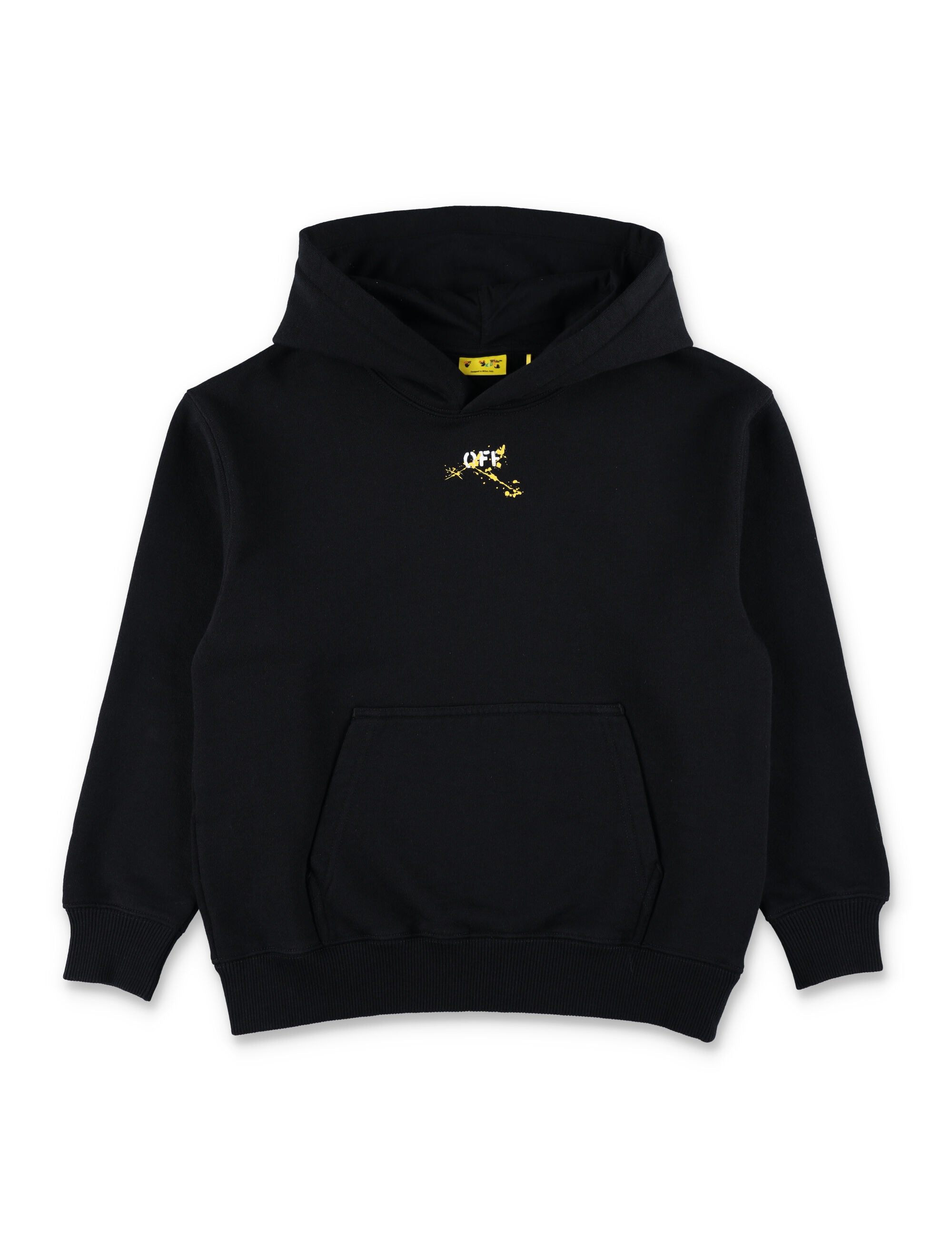 Off-White Kids Black Logo Hoodie Cotton Fleece