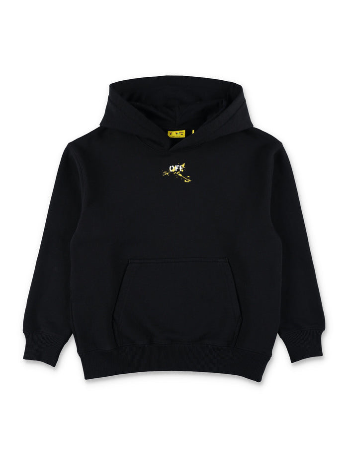 Off-White Kids Black Logo Hoodie Cotton Fleece