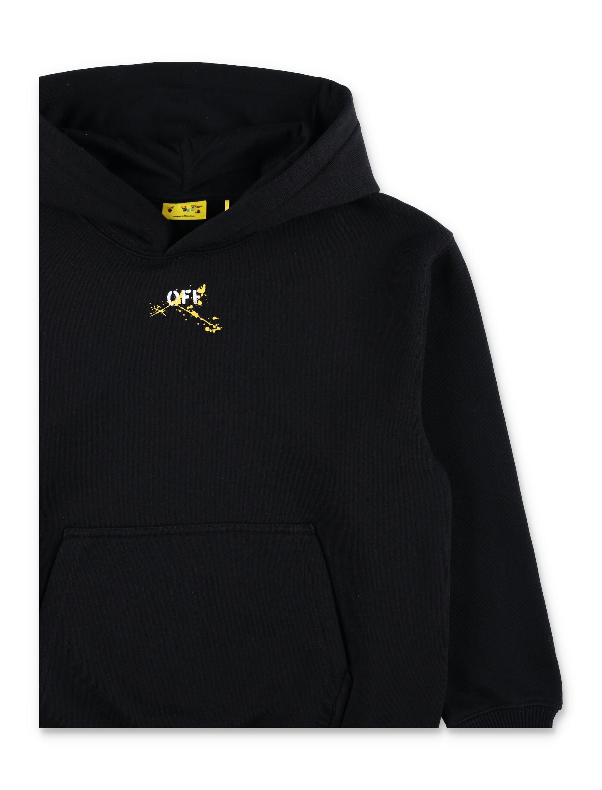Off-White Kids Black Logo Hoodie Cotton Fleece