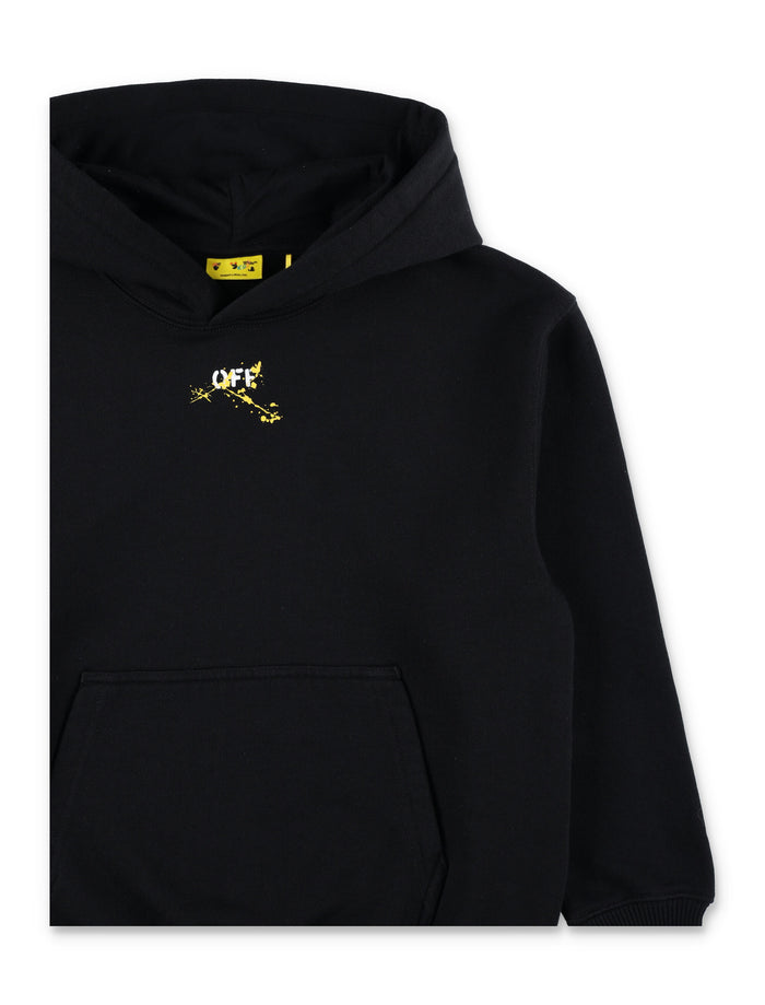 Off-White Kids Black Logo Hoodie Cotton Fleece
