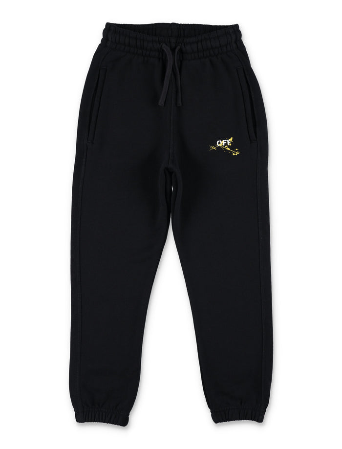 Off-White Kids Black Logo Jogging Pants Cotton