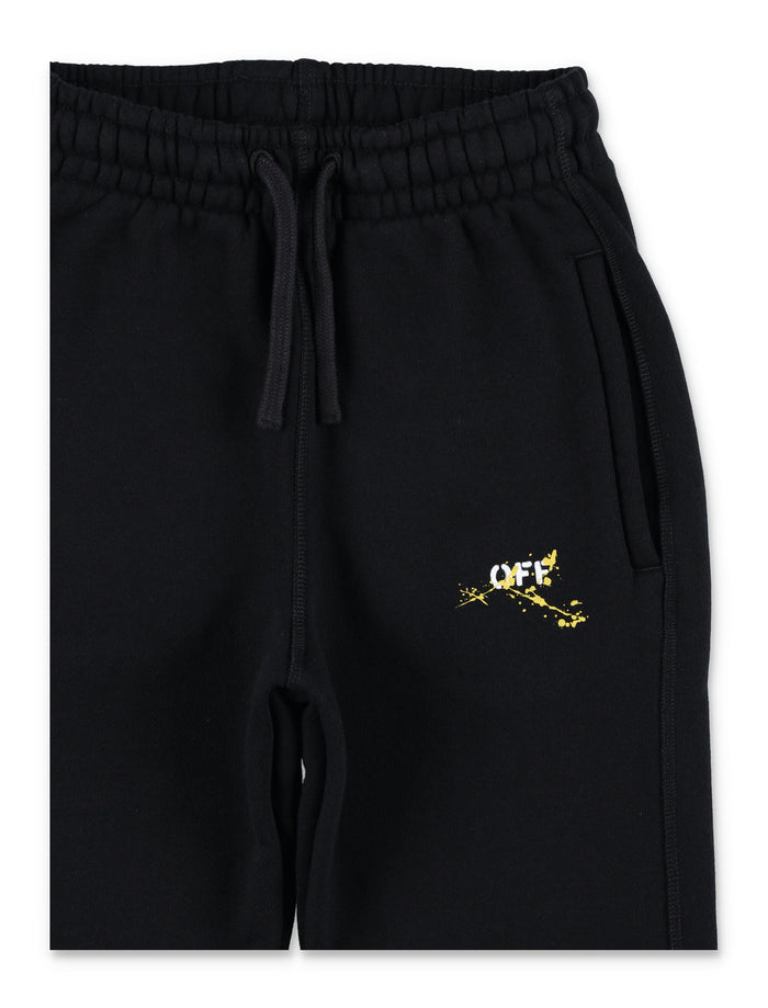 Off-White Kids Black Logo Jogging Pants Cotton