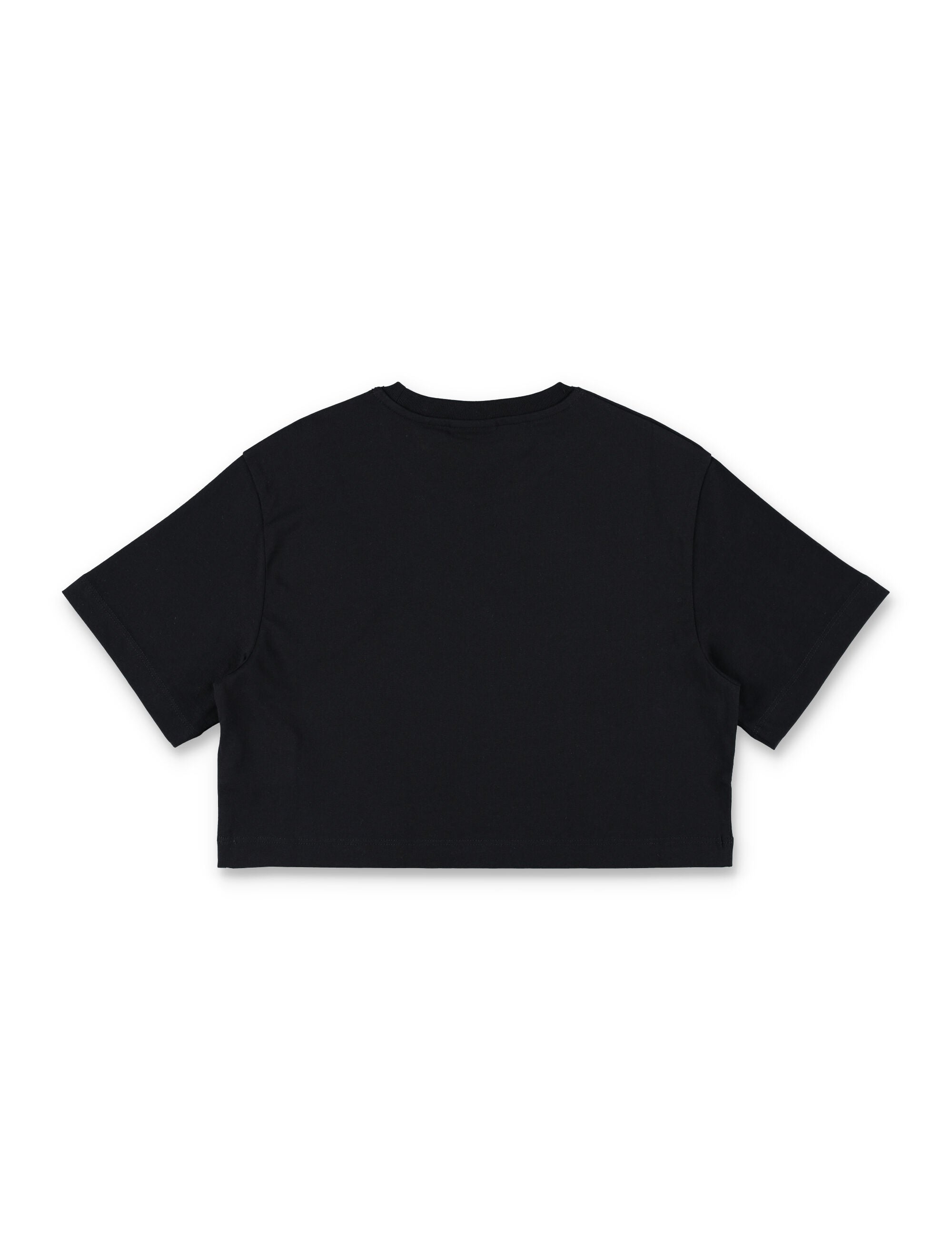 Off-White Kids black cropped cotton t-shirt with heart print Tshirt