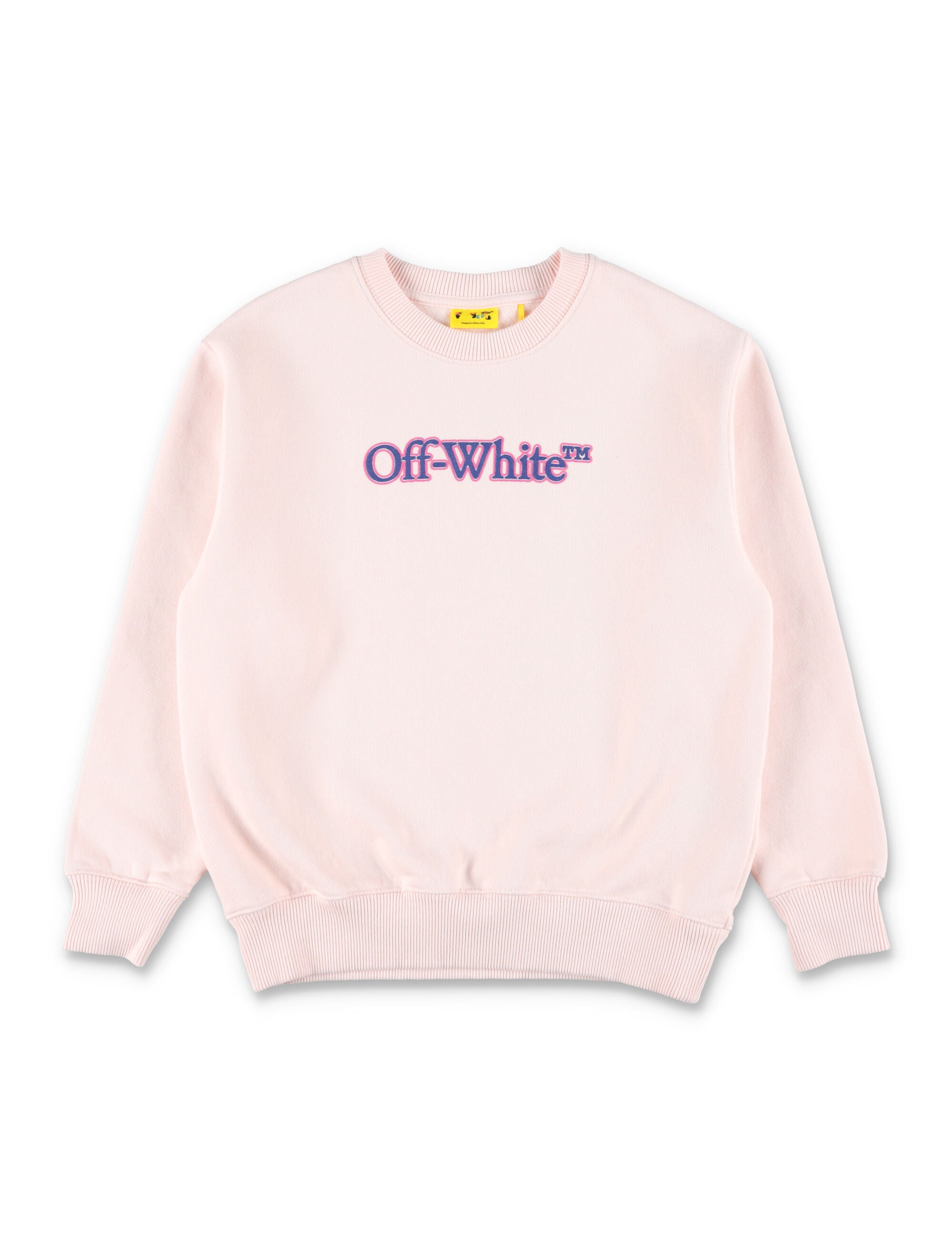 Off-White Kids logo pink crewneck sweatshirt Rose Cotton
