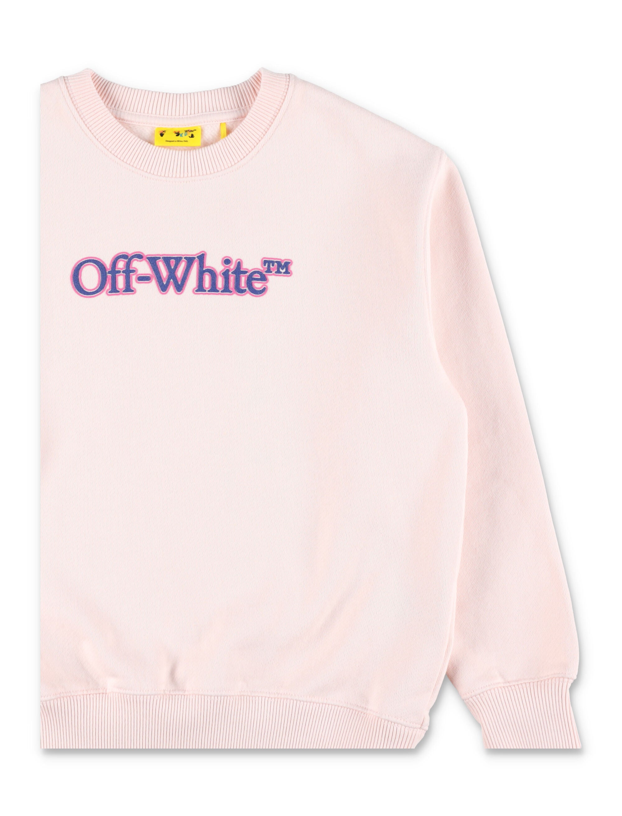 Off-White Kids logo pink crewneck sweatshirt Rose Cotton