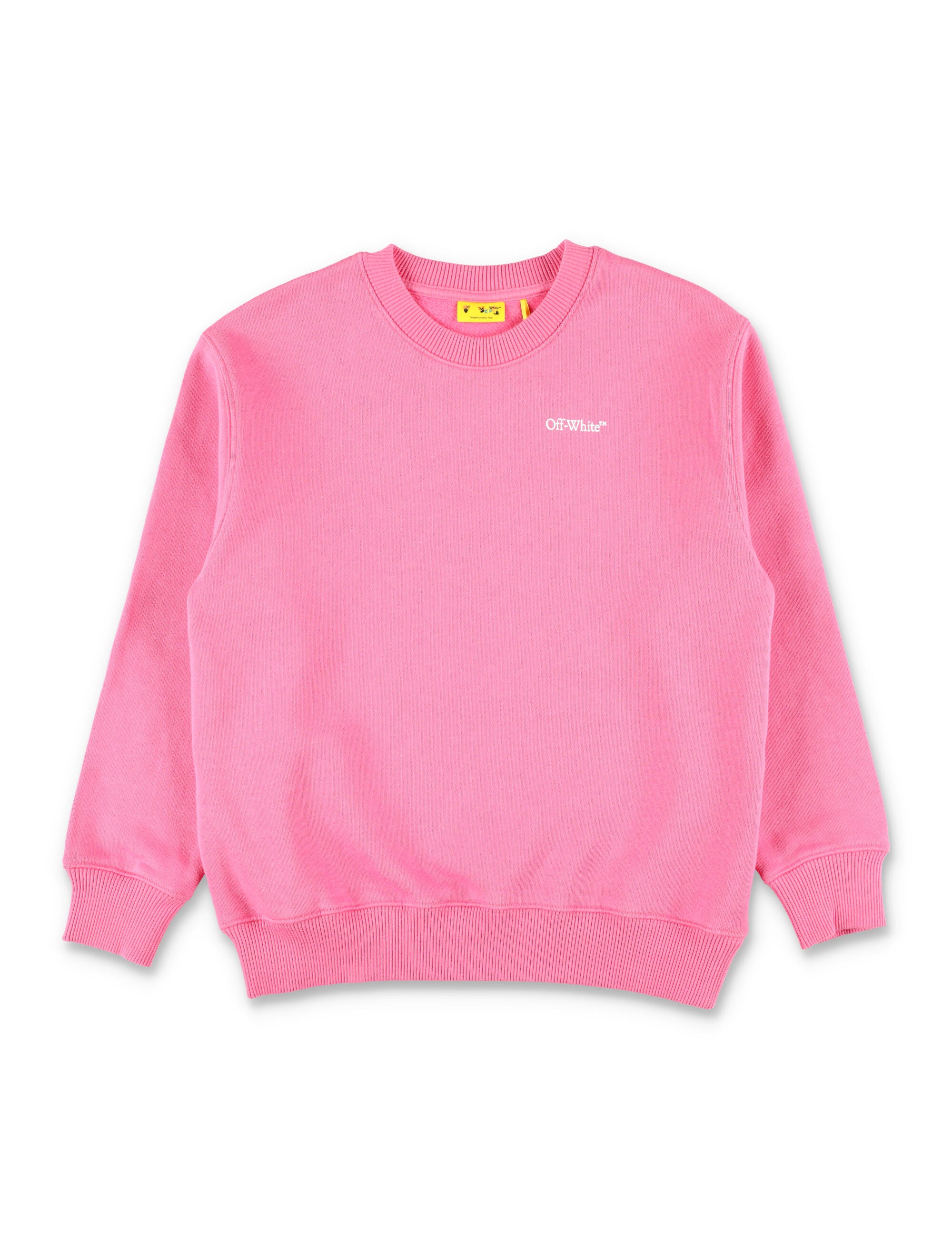 Off-White Kids arrow logo pink crewneck sweatshirt Fuxia Cotton