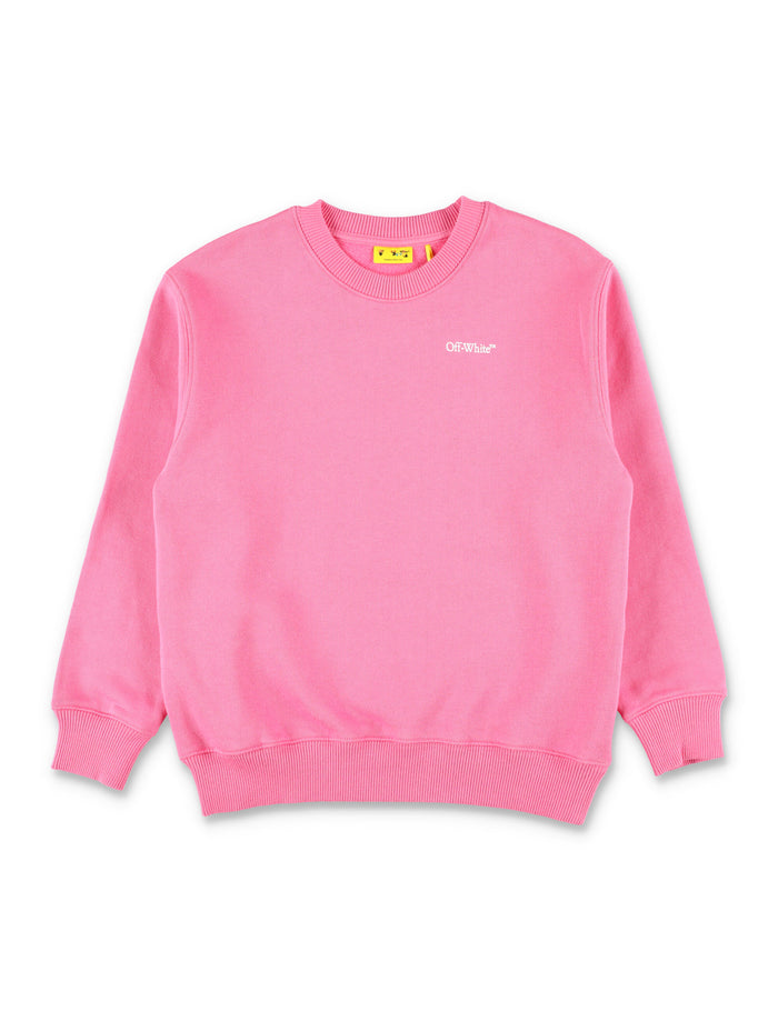 Off-White Kids arrow logo pink crewneck sweatshirt Fuxia Cotton