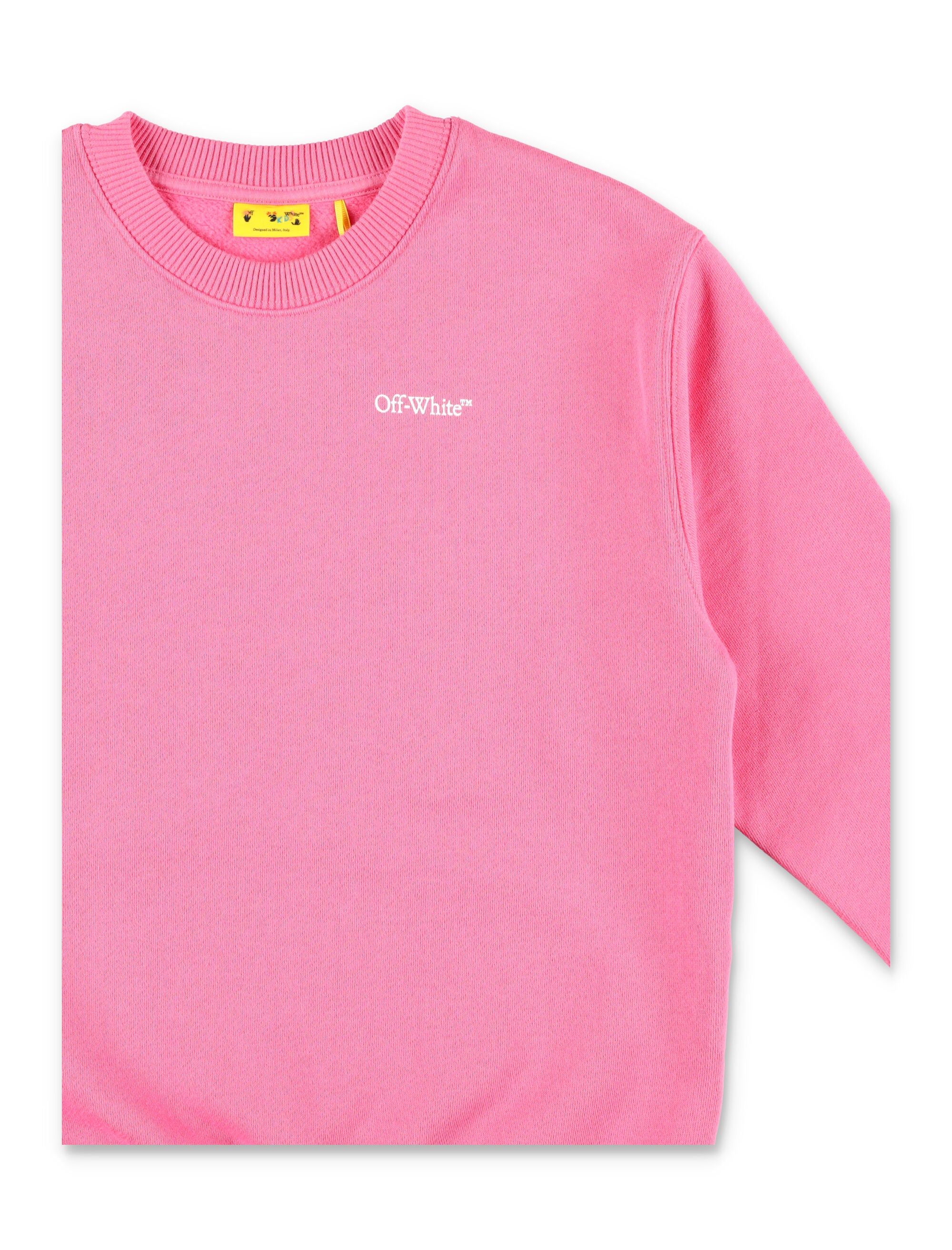 Off-White Kids arrow logo pink crewneck sweatshirt Fuxia Cotton