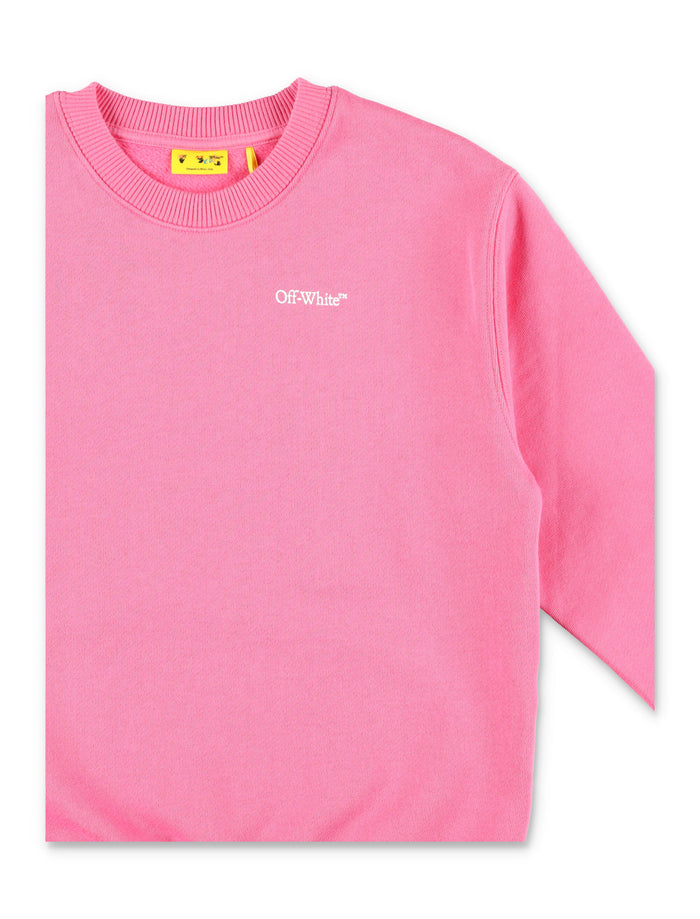 Off-White Kids arrow logo pink crewneck sweatshirt Fuxia Cotton