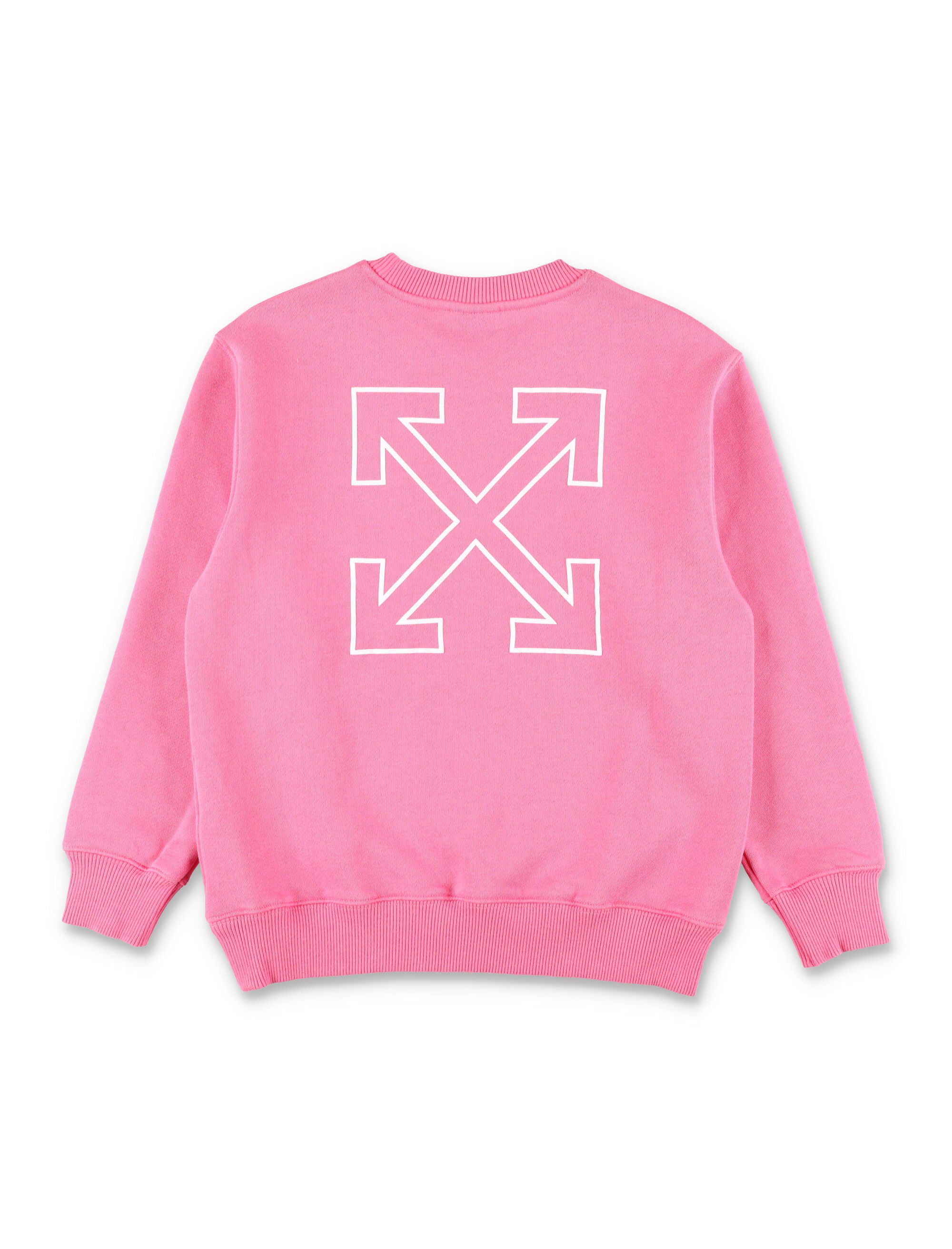Off-White Kids arrow logo pink crewneck sweatshirt Fuxia Cotton