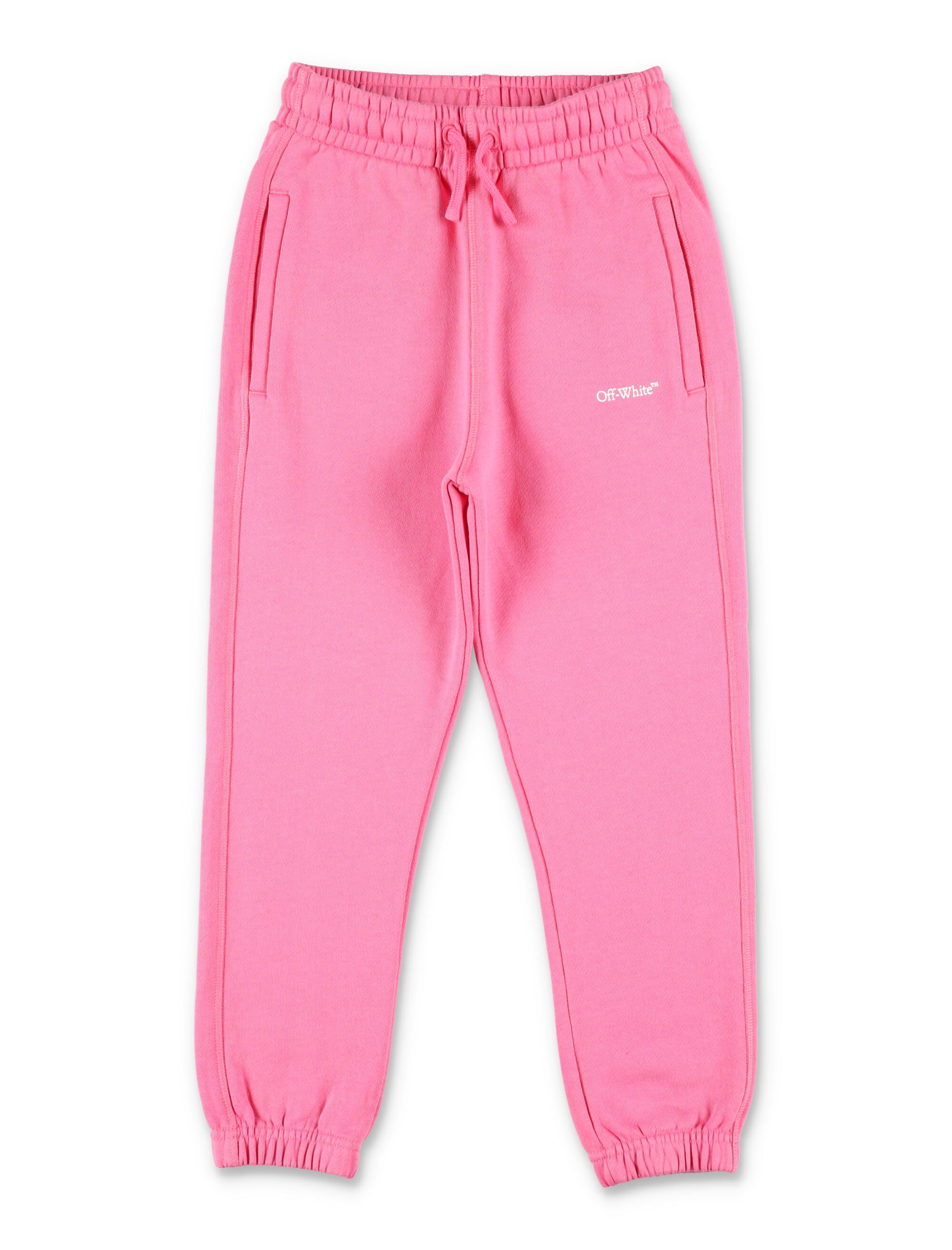 Off-White Kids Logo Jogging Pants in Pink Fuxia Ccotton