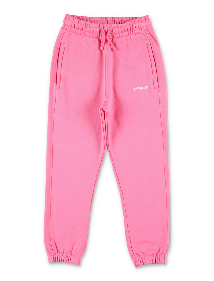 Off-White Kids Logo Jogging Pants in Pink Fuxia Ccotton