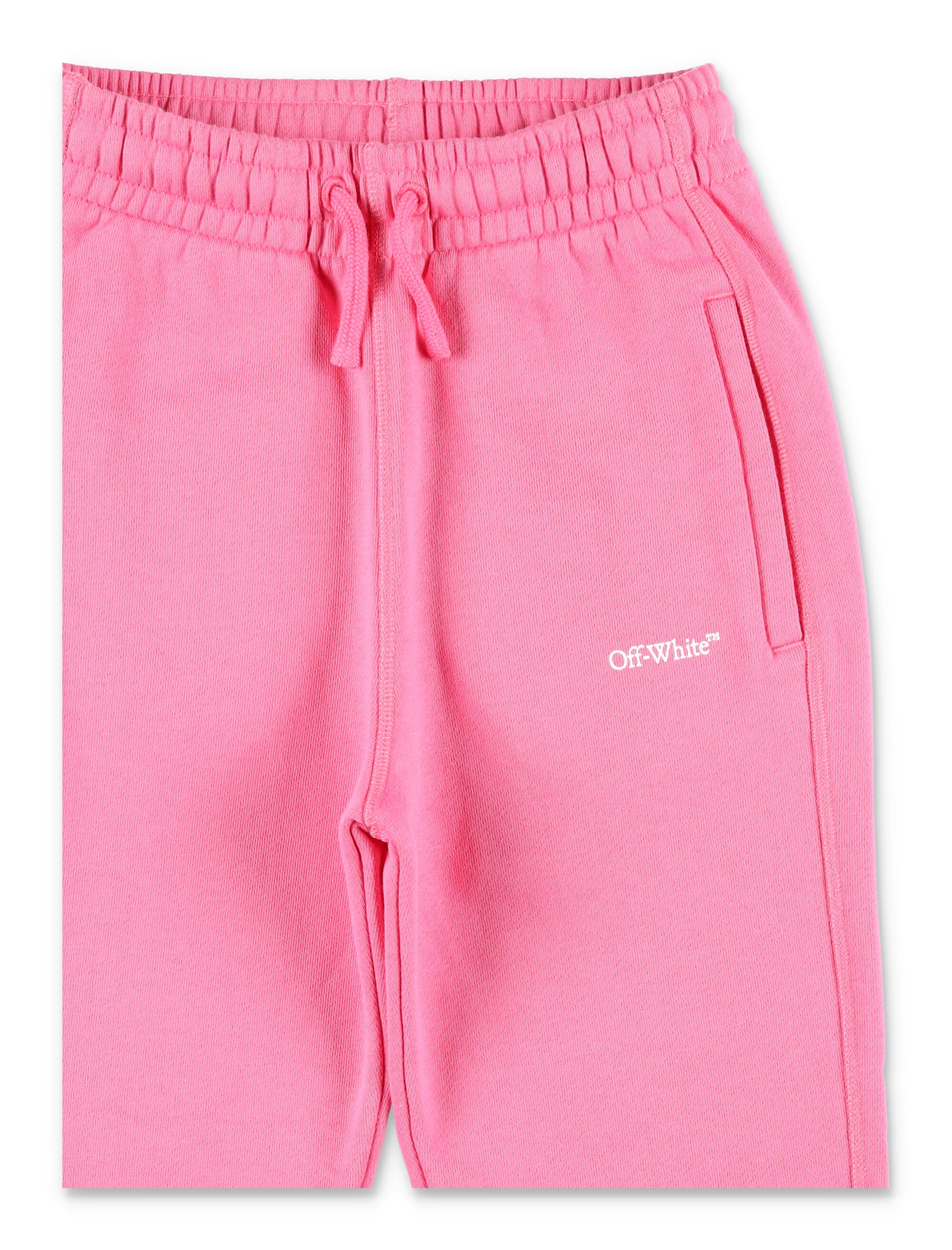 Off-White Kids Logo Jogging Pants in Pink Fuxia Ccotton