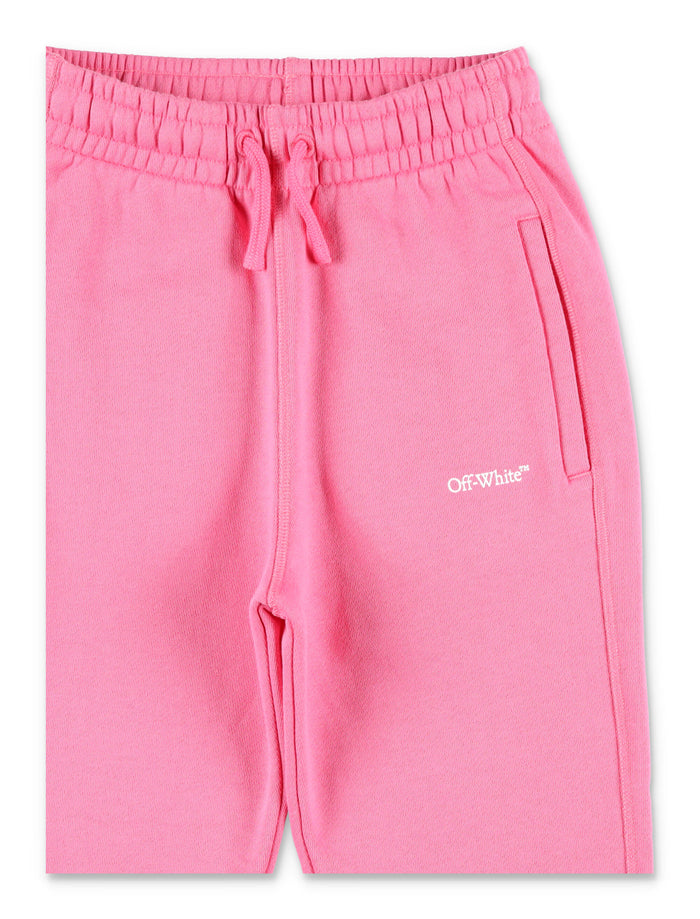 Off-White Kids Logo Jogging Pants in Pink Fuxia Ccotton