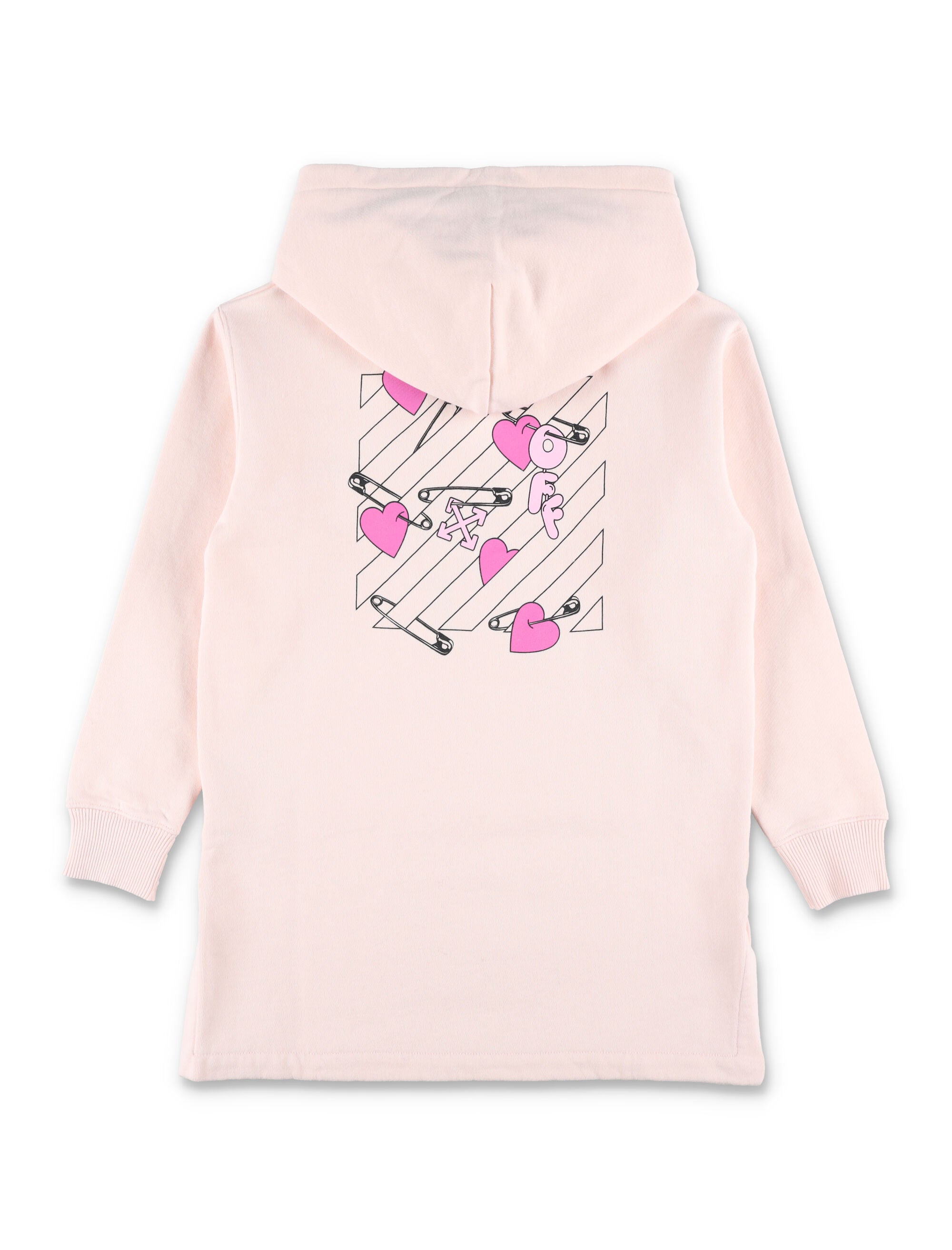 Off-White Kids Pop Heart pink hoodie sweatshirt Rose Cotton Dress