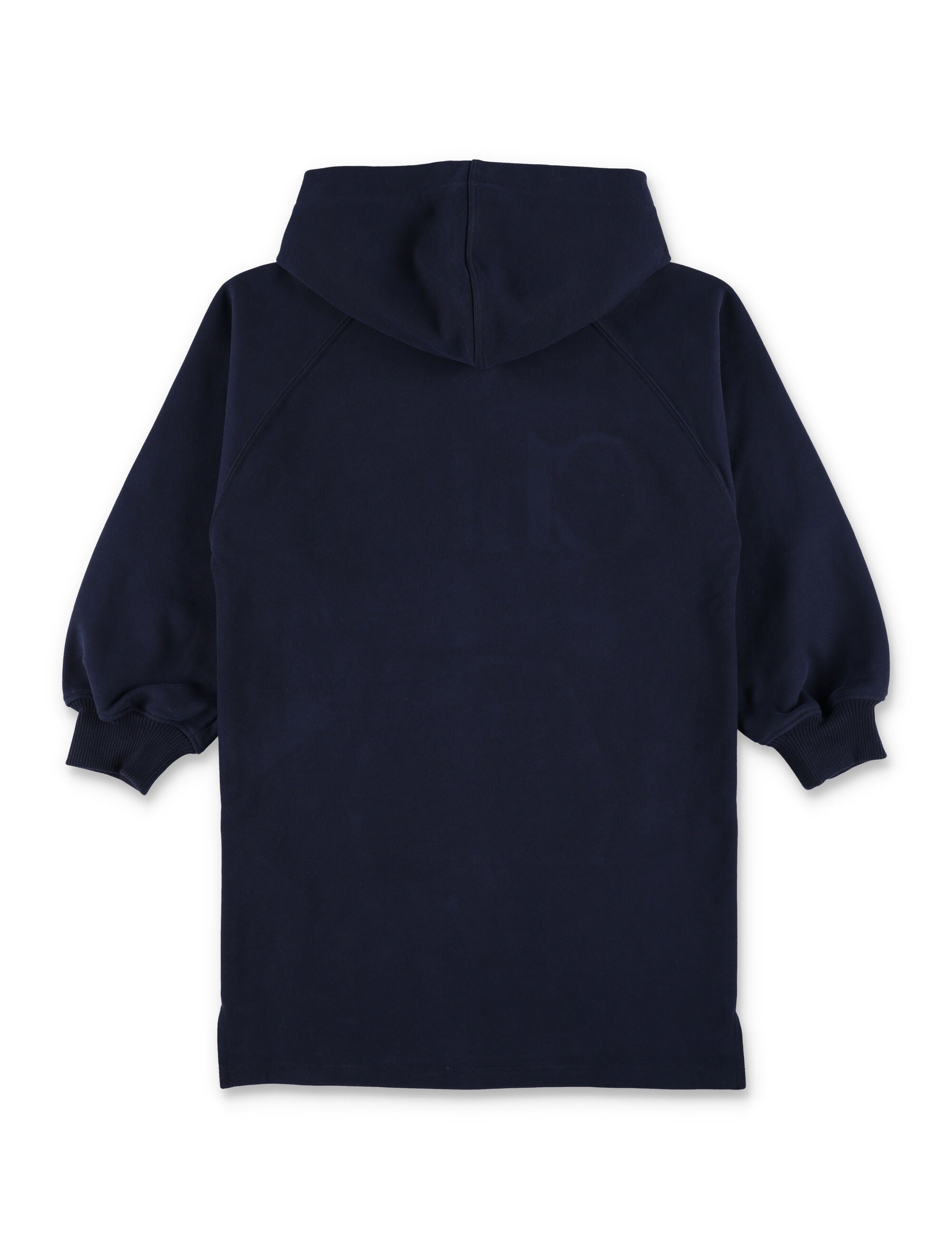 Chloé kids logo Hooded dress in brushed fleece Navy Cotton