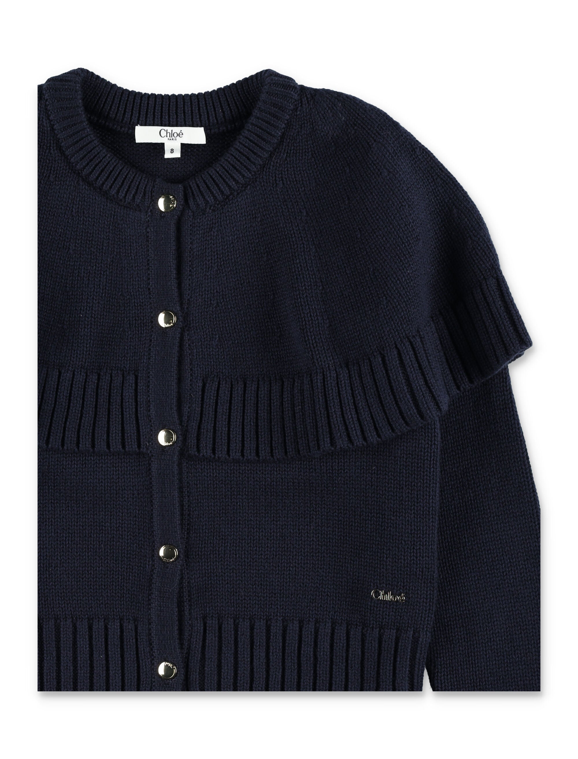 Chloé Kids Knitted Cape Cardigan Navy Cotton