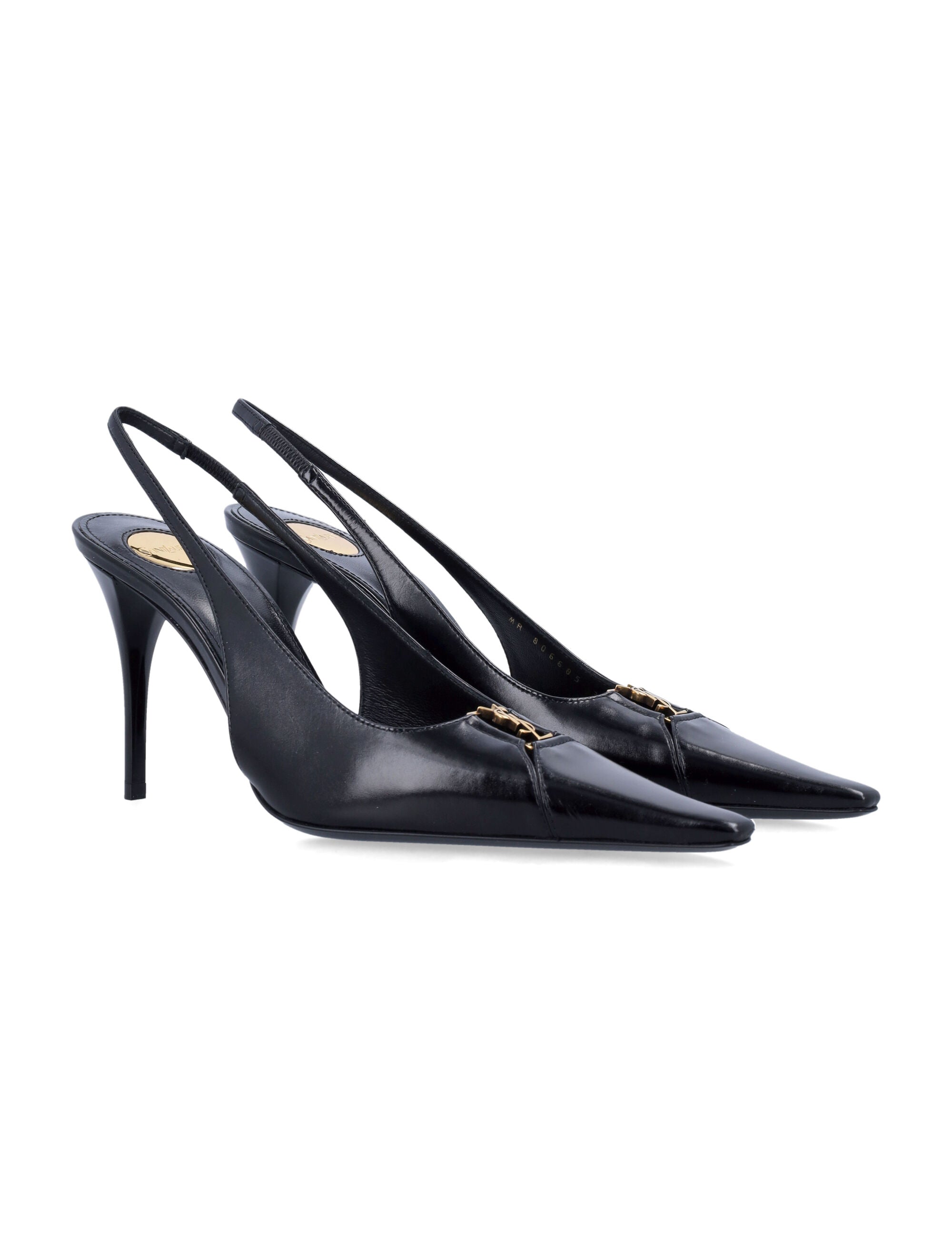 Babylone breteuil slingback pumps Black Calf Skin