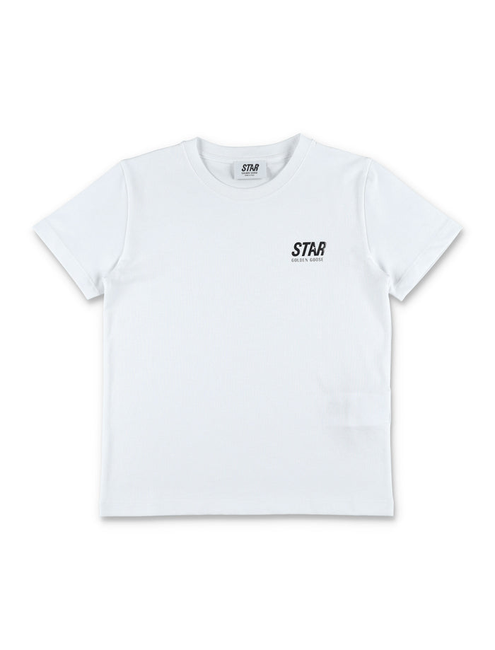Kid - Silver print logo t-shirt Optic White/silver Cotton Tshirt