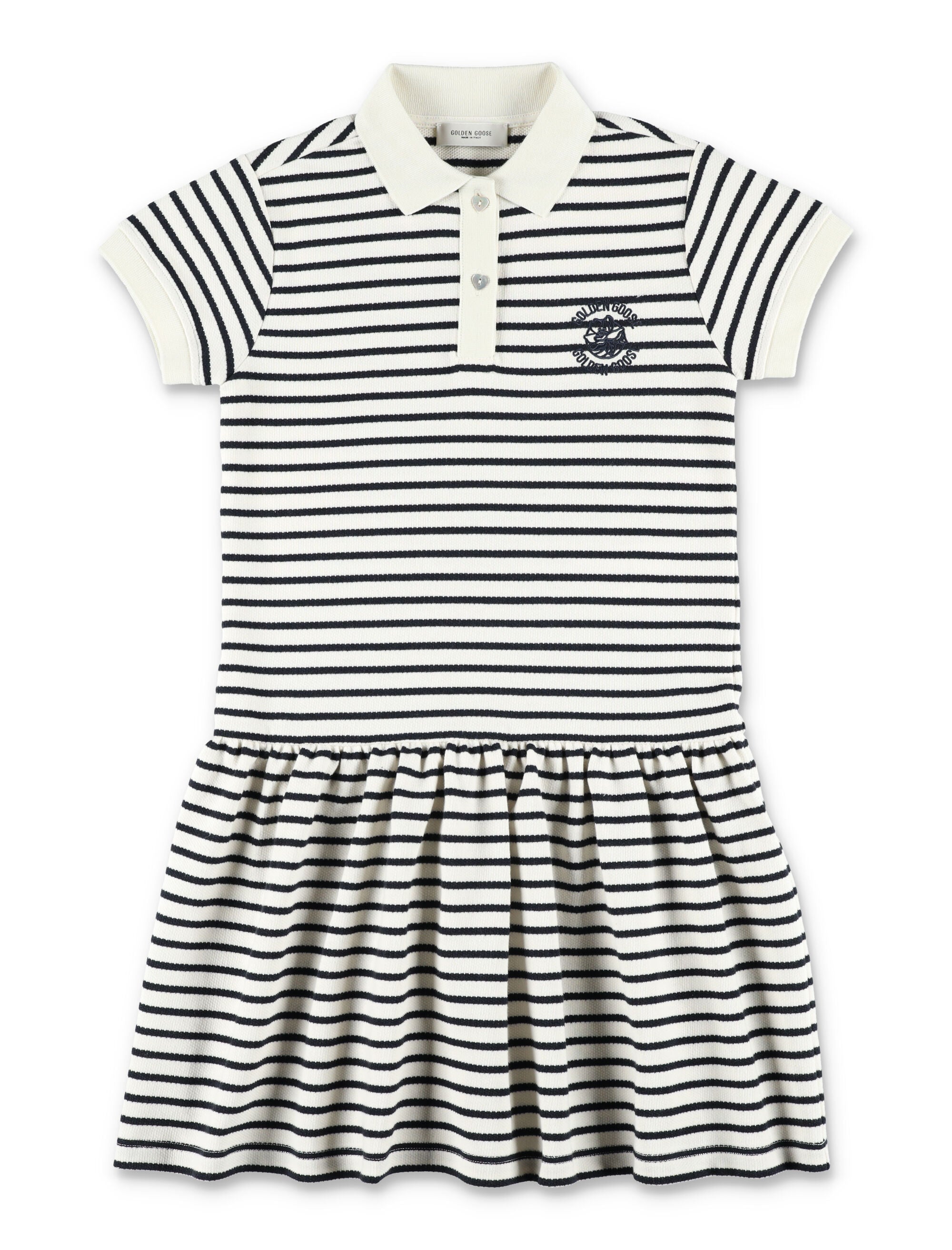 Kid - Polo striped dress Artic Wolf/dark Navy Cotton