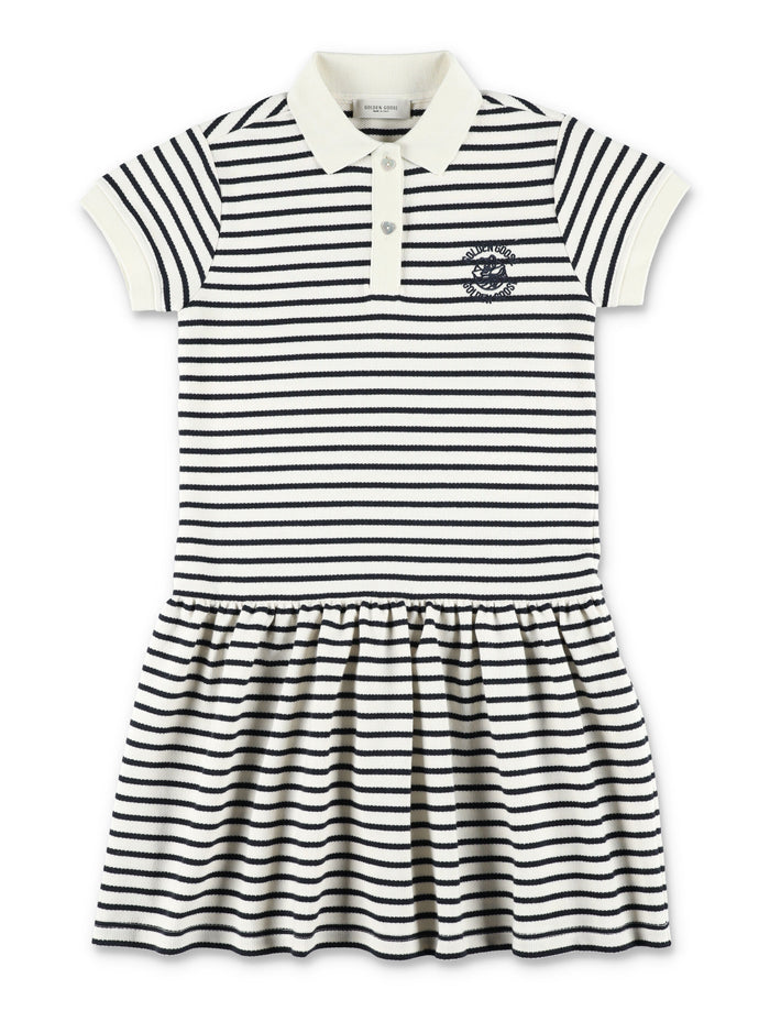 Kid - Polo striped dress Artic Wolf/dark Navy Cotton