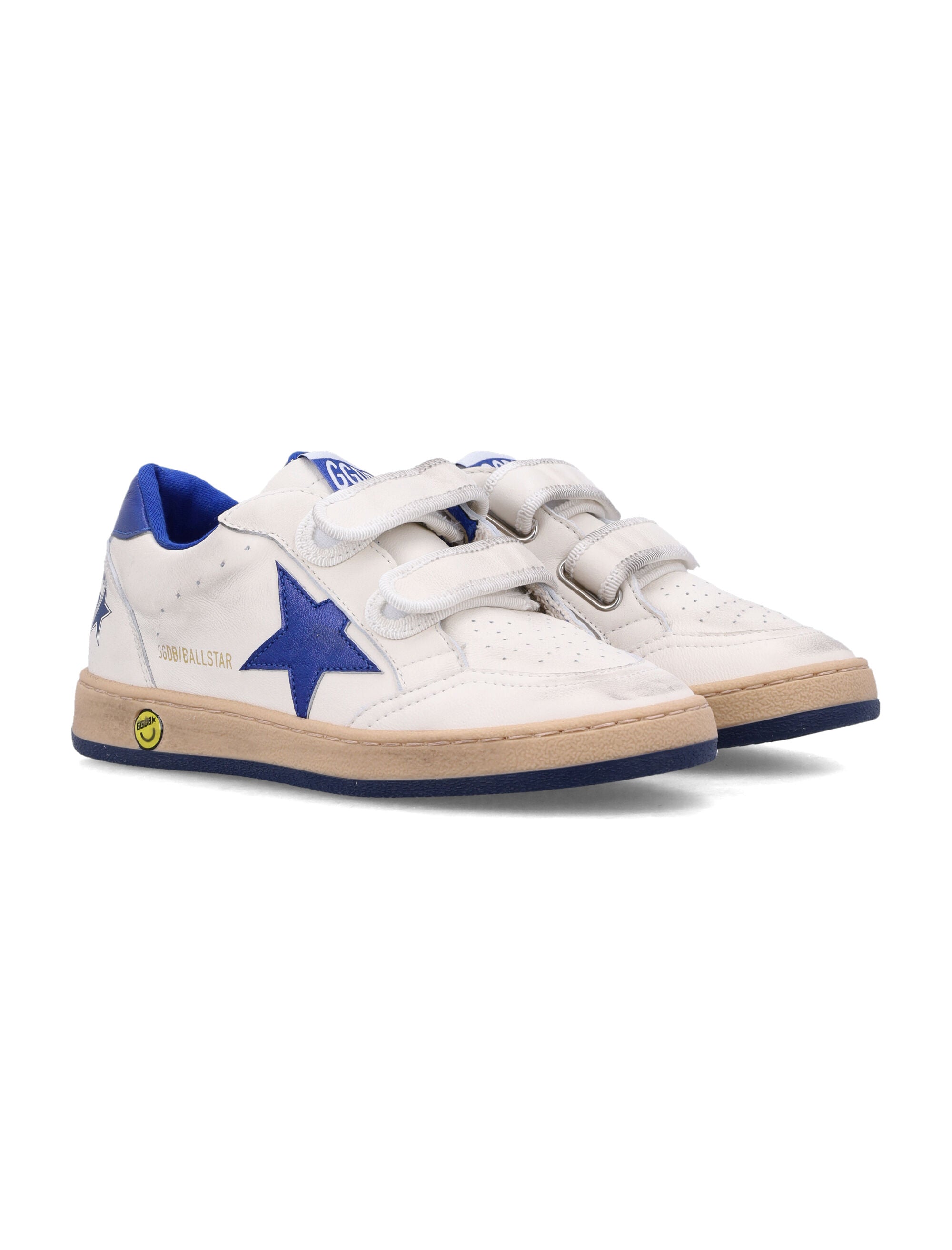 Kid - Ball Star strap sneakers White/blue Ovine Leather