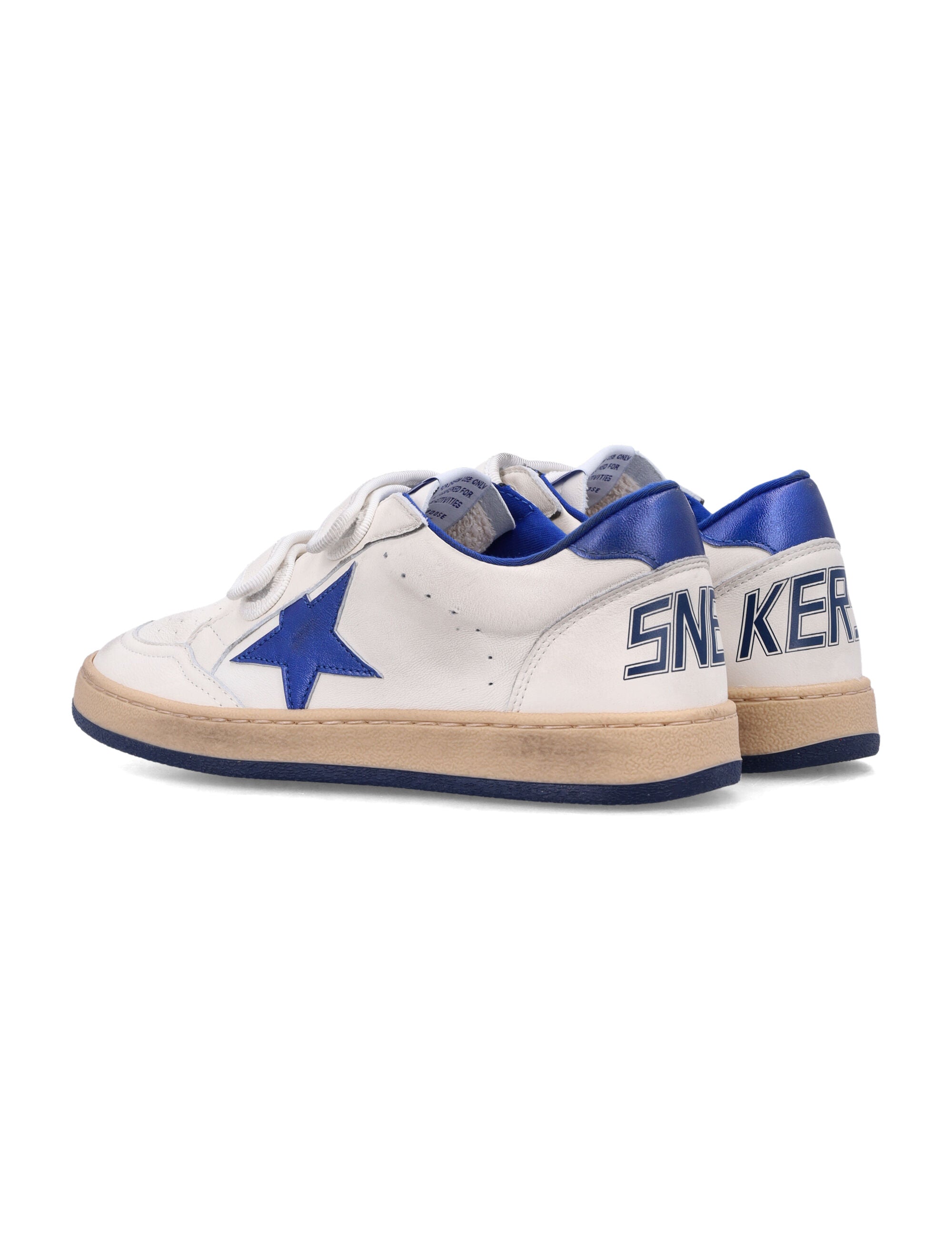 Kid - Ball Star strap sneakers White/blue Ovine Leather