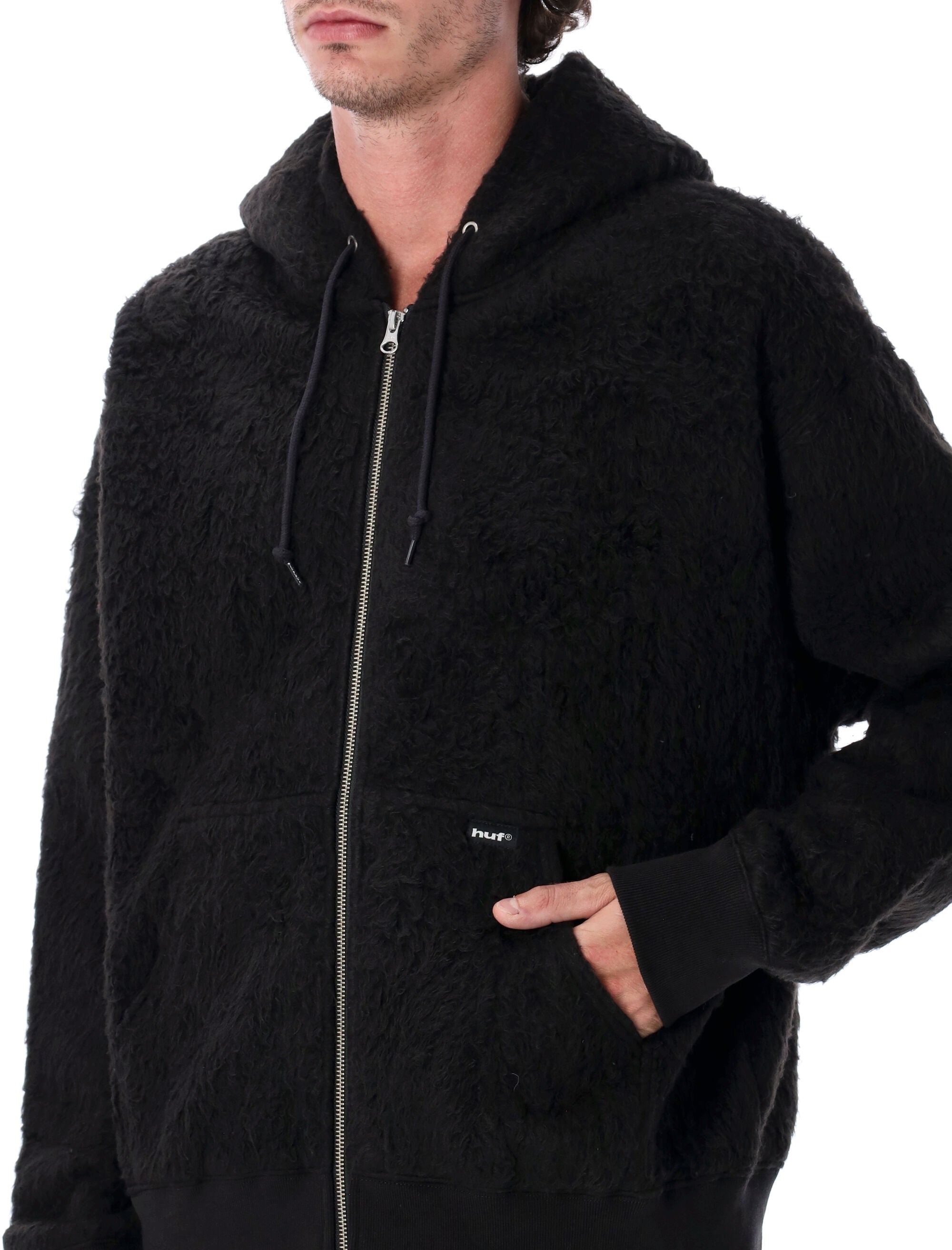 HUF Corso Heavyweight Full-Zip Hoodie Black Cotton Sweatshirt